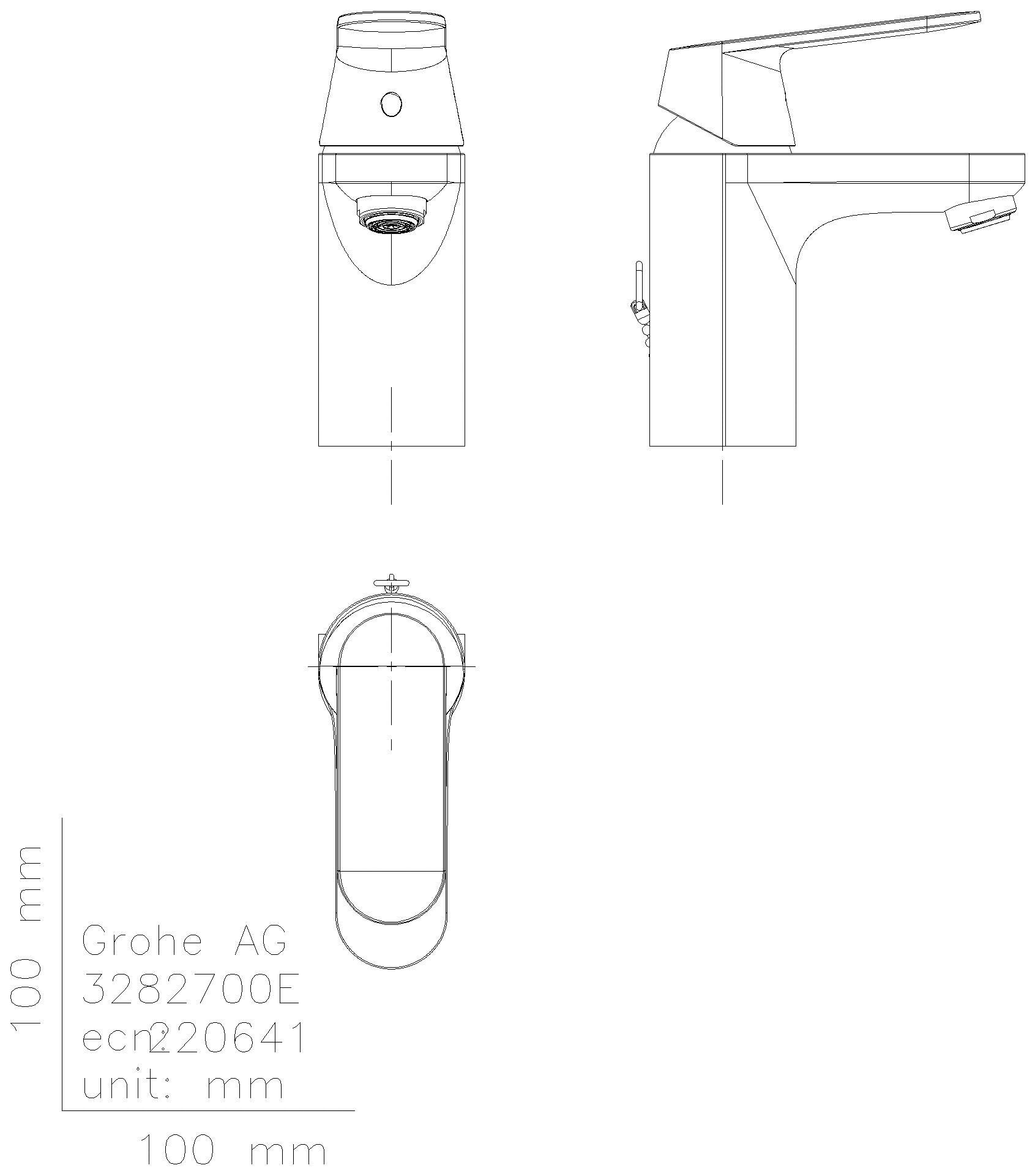 GROHE EH-WT-Batterie Eurosmart C 32827 DN15 EcoJoy versenkb. Kette chrom