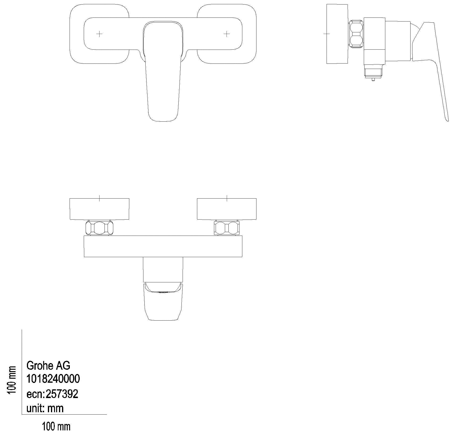 GROHE EH-Brausebatterie Cubeo 101824 Wandmontage chrom