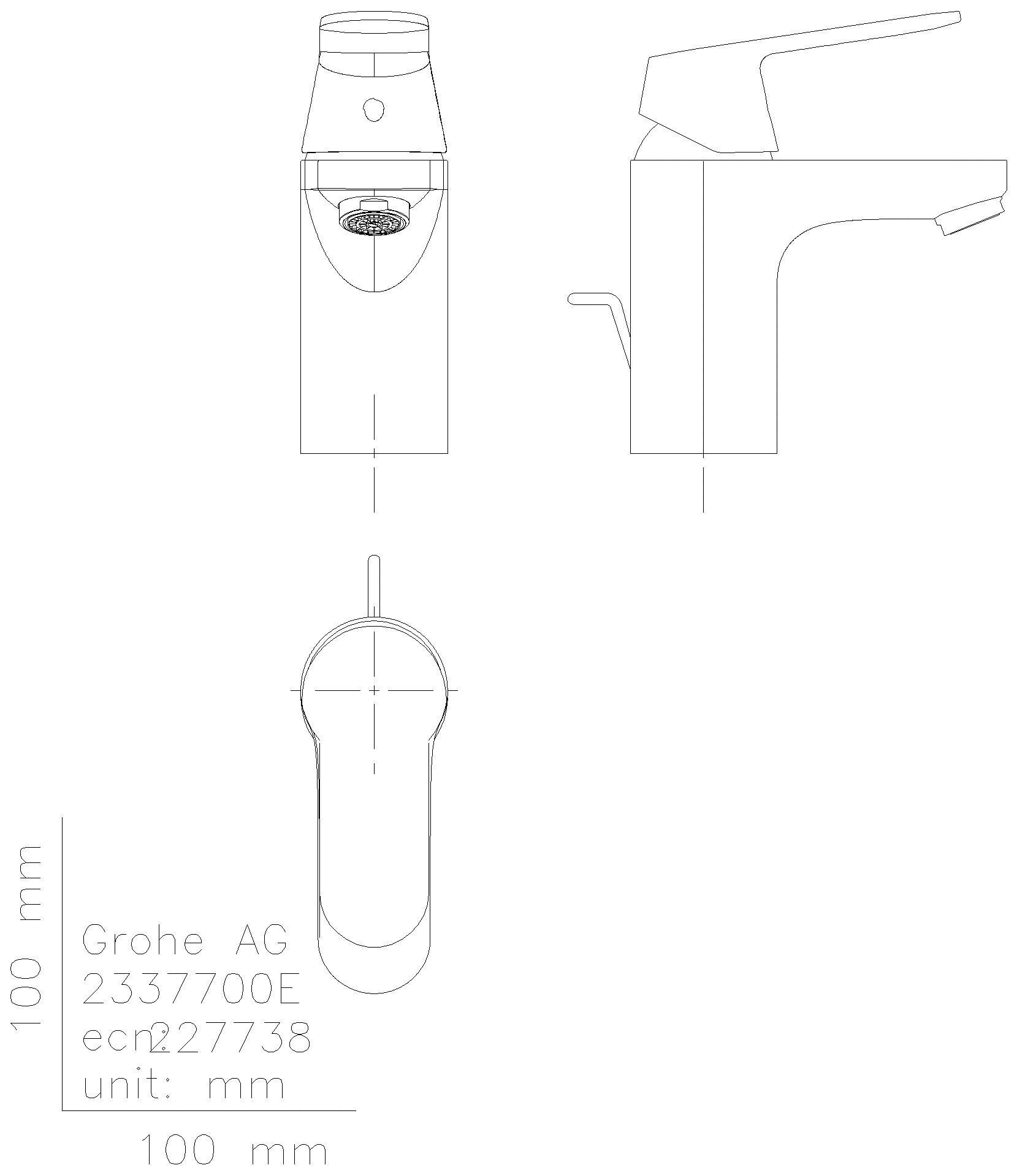 GROHE - GROHE EH-WT-Batterie Eurosmart C 23377 Mittelstellung kalt chrom
