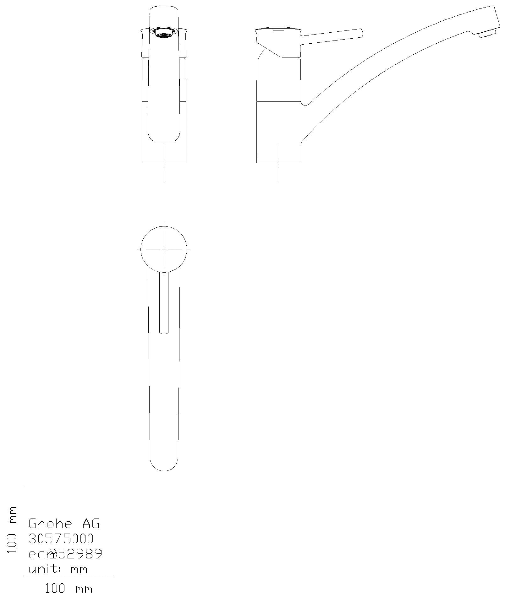 GROHE EH-SPT-Batterie BauClassic 30575 flacher Auslauf chrom
