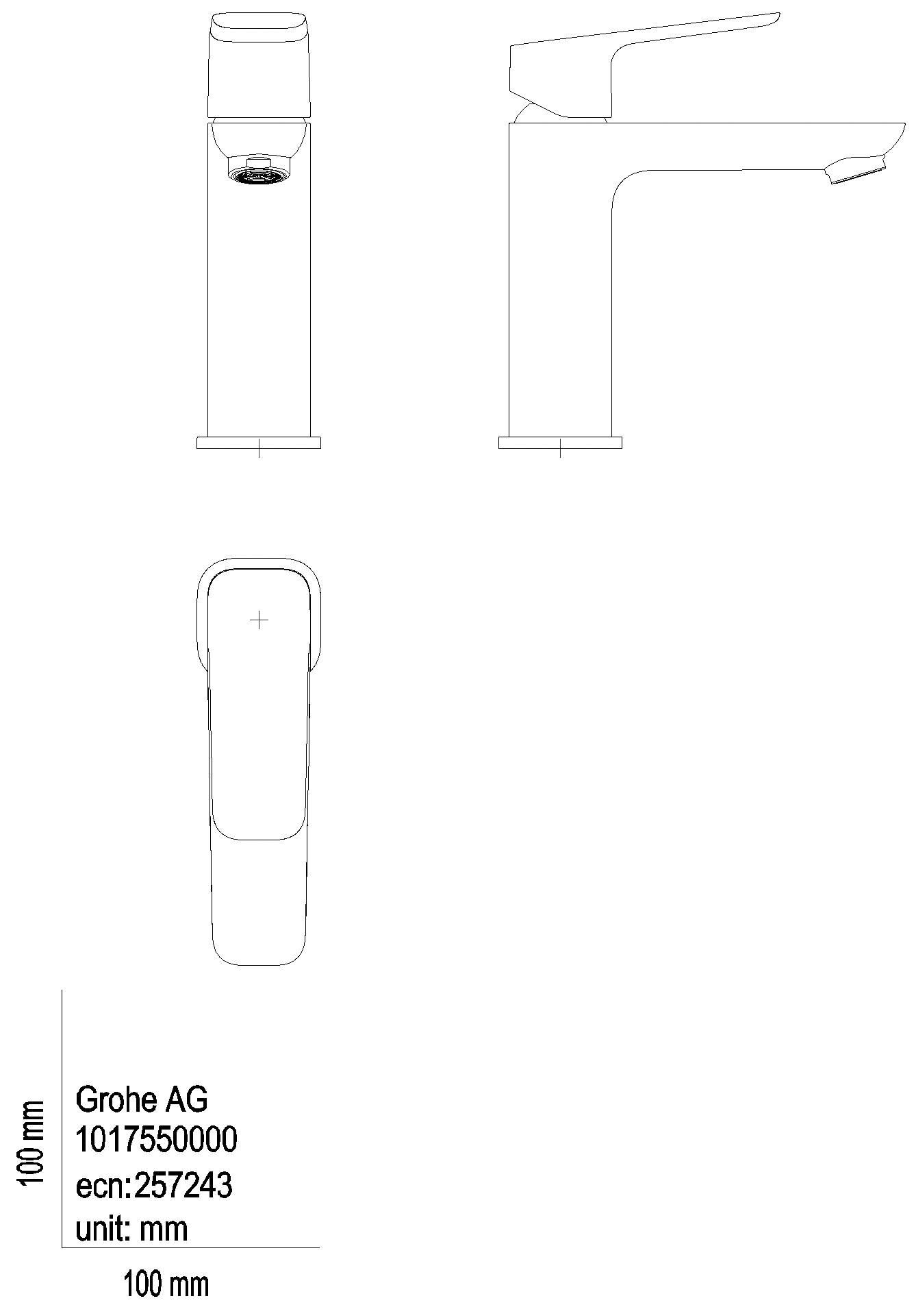 GROHE EH-WT-Batterie Cubeo 101752 M-Size glatter Körper PO-Ablaufgrt. matt black