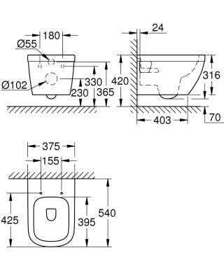 GROHE EuroKeramik Wand-Tiefspül-WC GROHE - GROHE EuroKeramik Wand-Tiefspül-WC