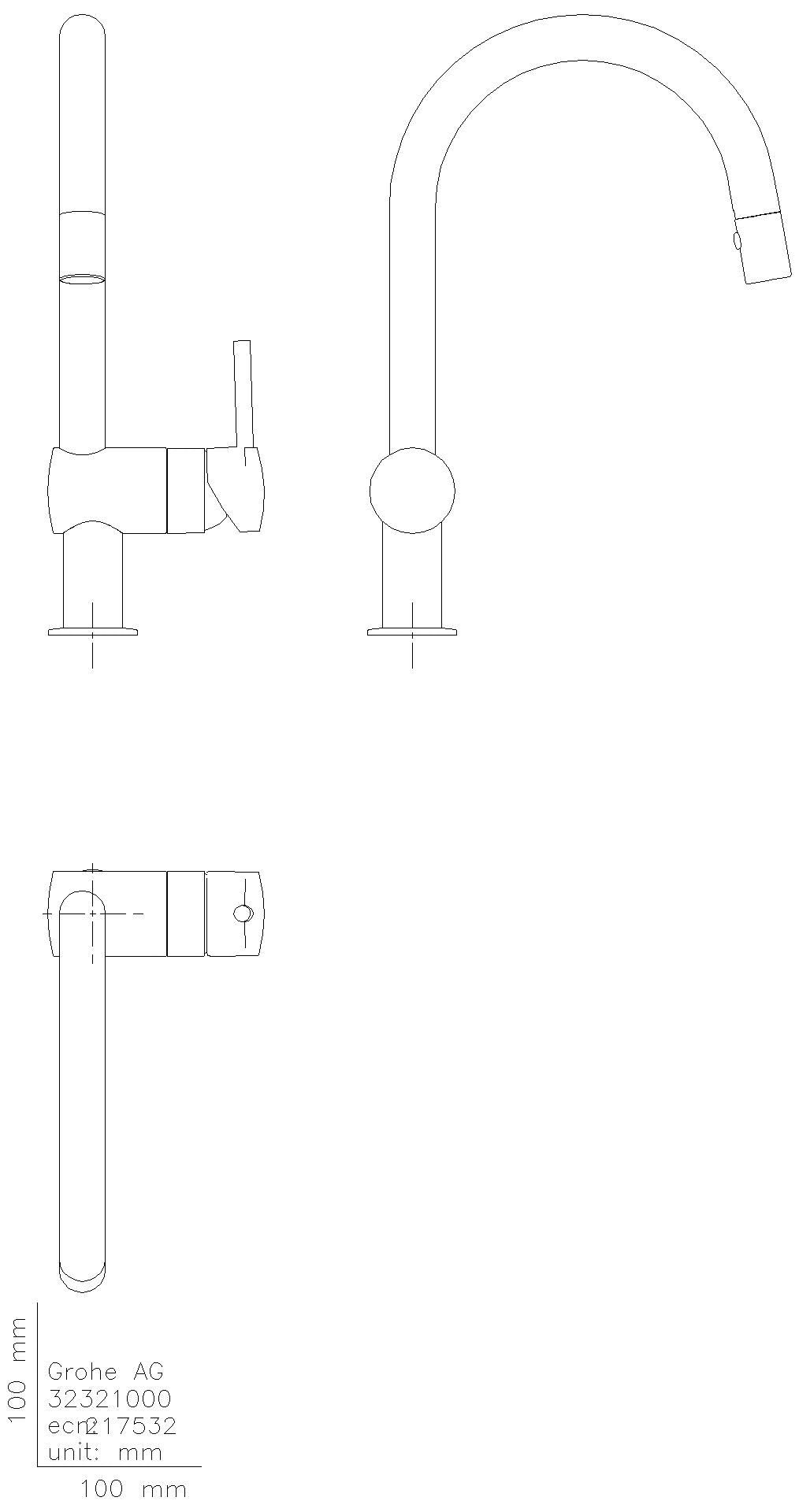 GROHE EH-Spültischbatterie Minta 32321_2 C-Auslauf Spülbrause hard graphite geb.