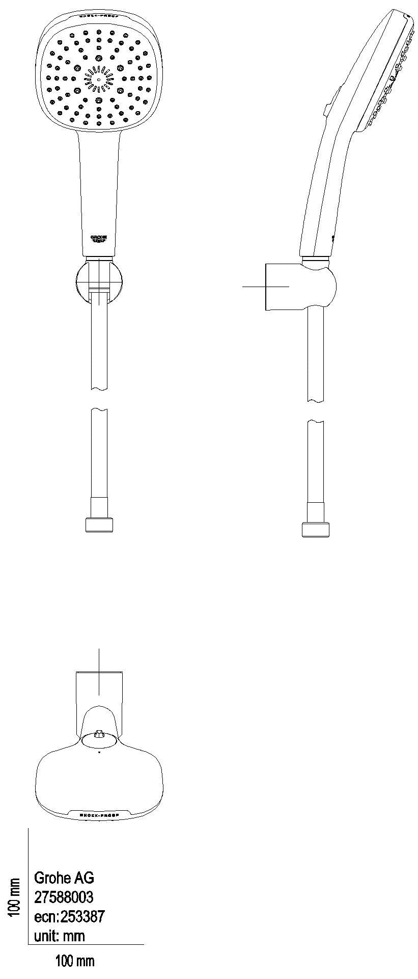 GROHE Wandhalterset Tempesta Cube 110 27588_3 3 Strahlarten 7,4l chrom