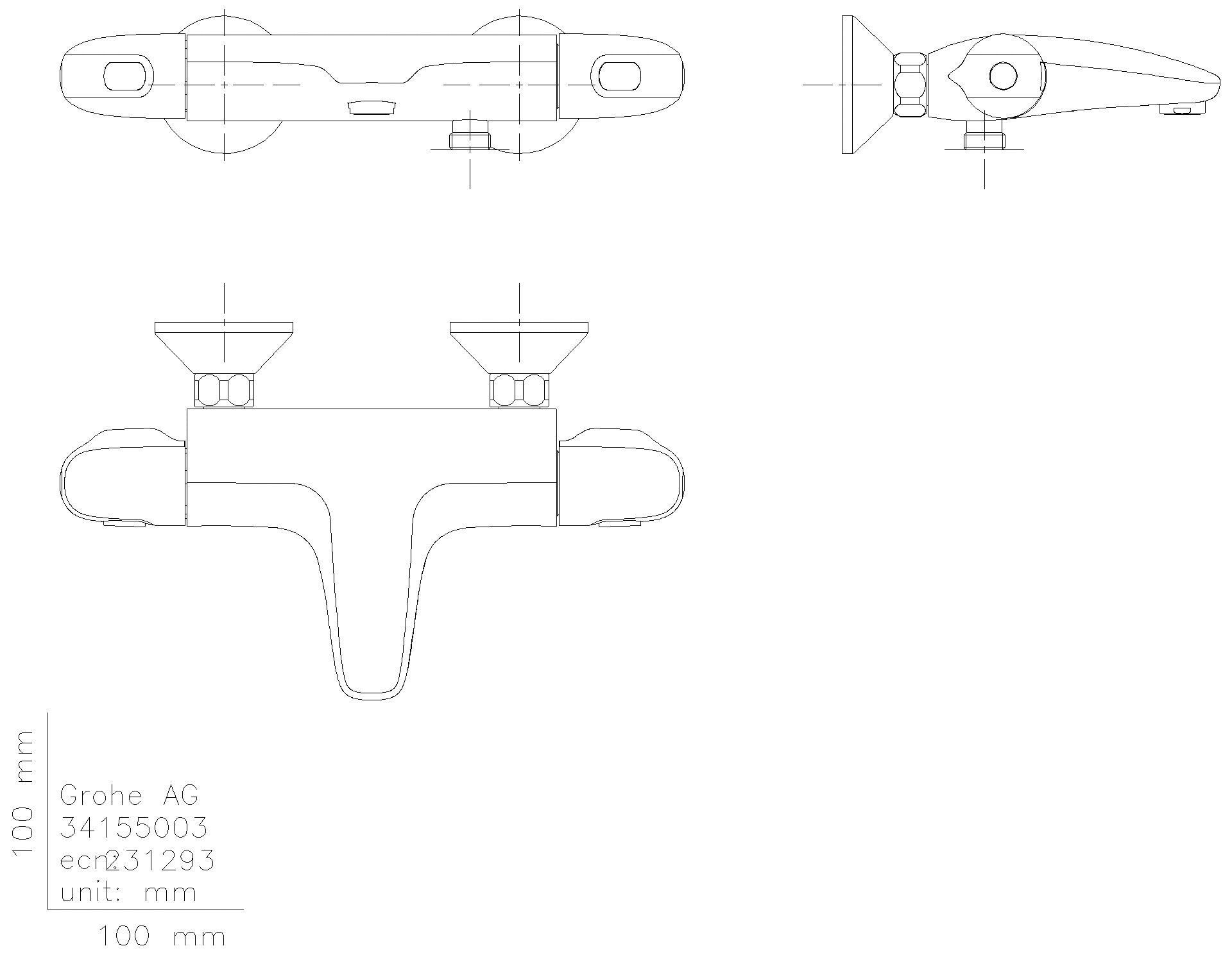GROHE THM-Wannenbatterie Grohtherm 1000 34816_3 ohne Anschlüsse chrom