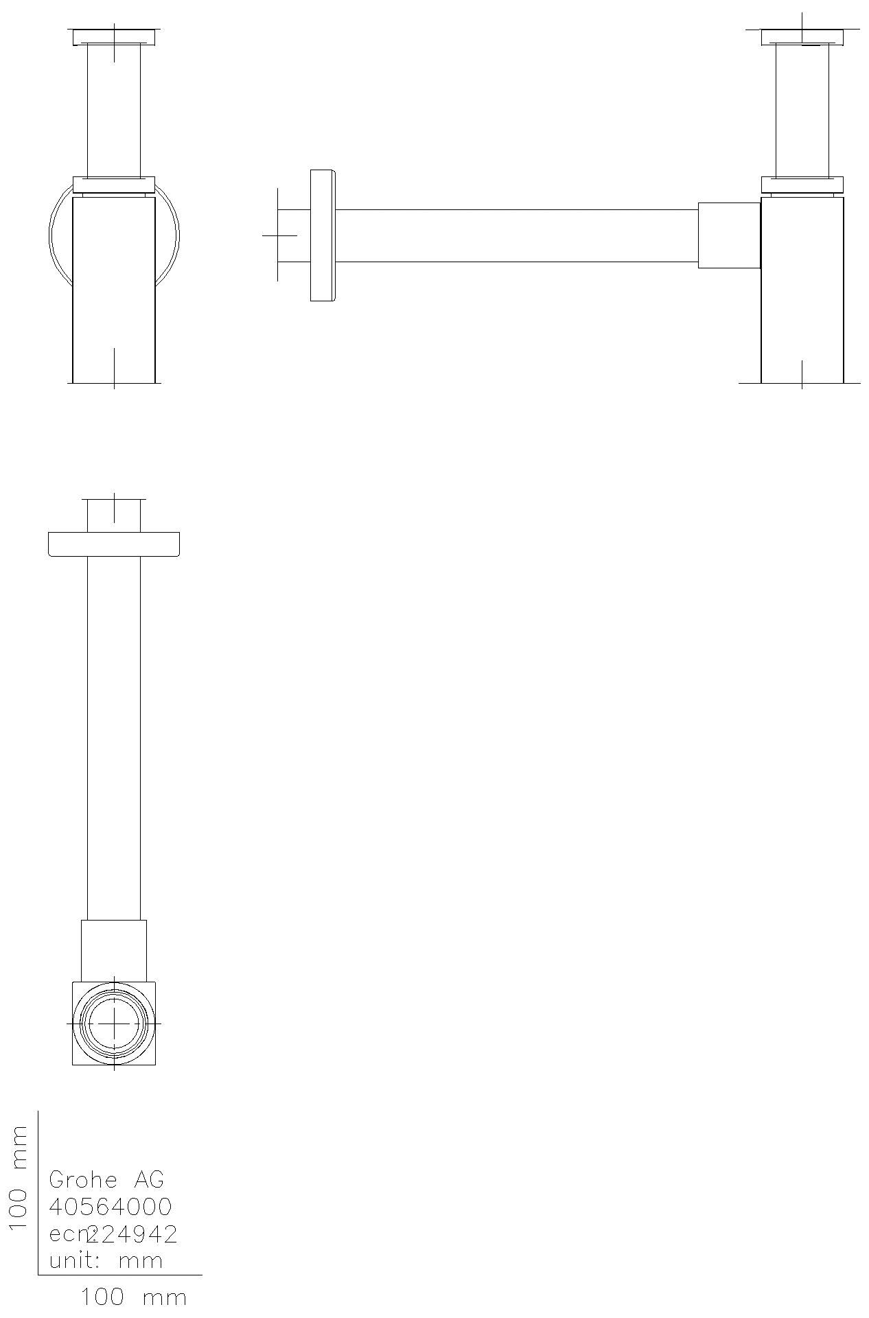 GROHE Geruchverschluss 40564 eckig Waschtisch supersteel