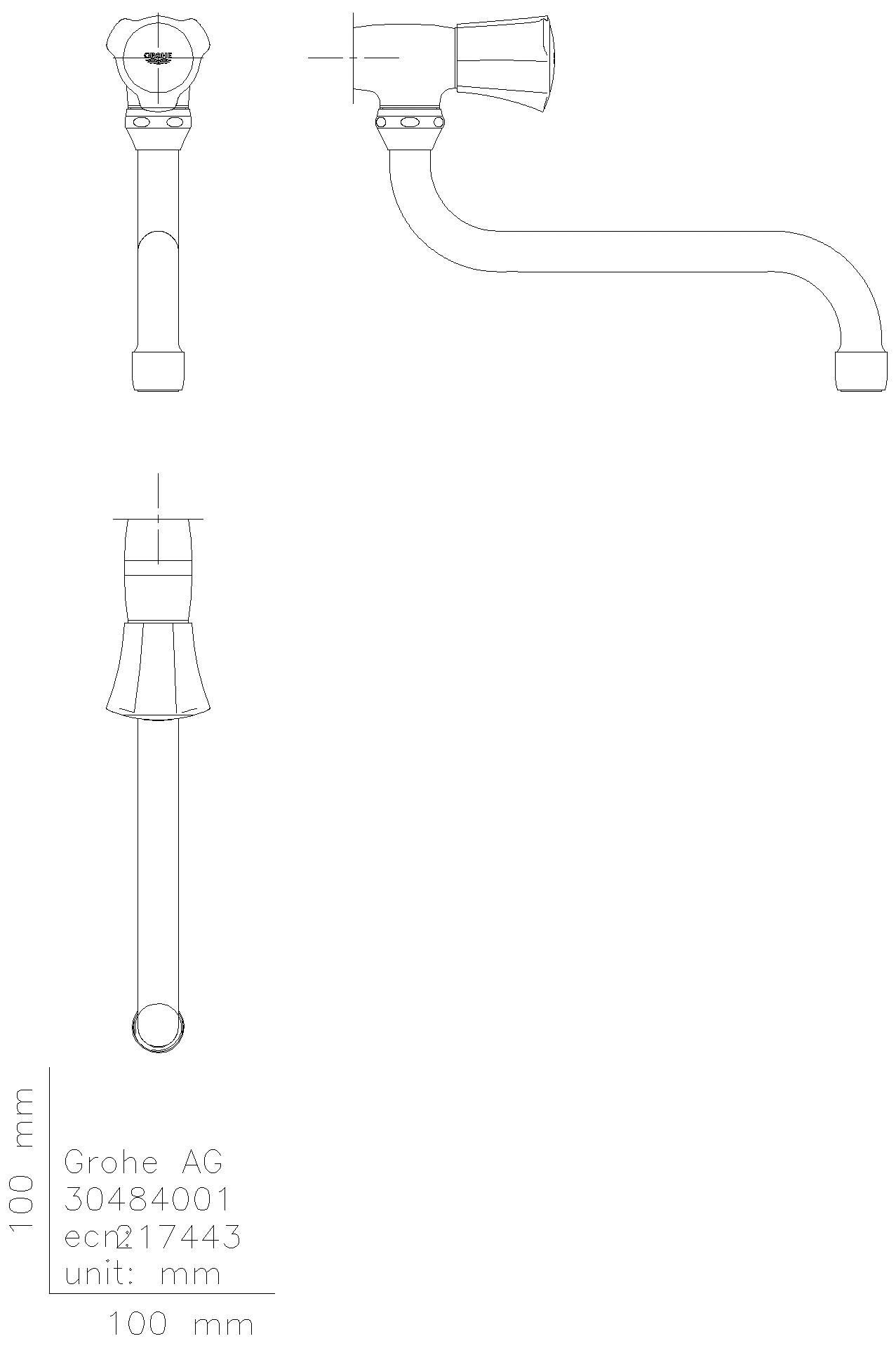 GROHE Auslaufventil Costa 30484_1 DN15 Wandmontage schwenkb. Rohrauslauf chrom