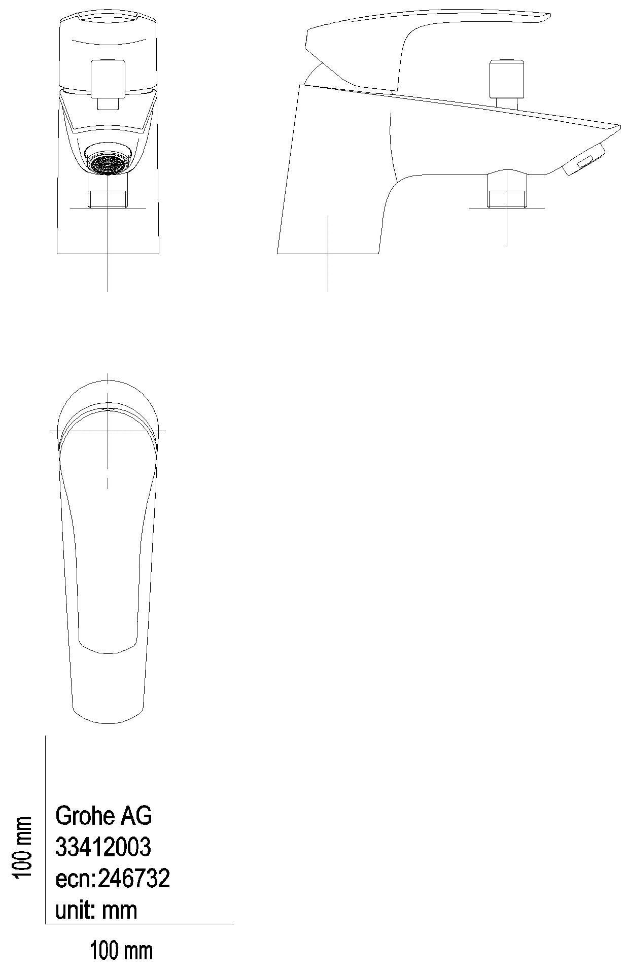 GROHE EH-Wannenbatt. Eurosmart 33412_3 Einlochmontage Eco-Override-Stop chrom