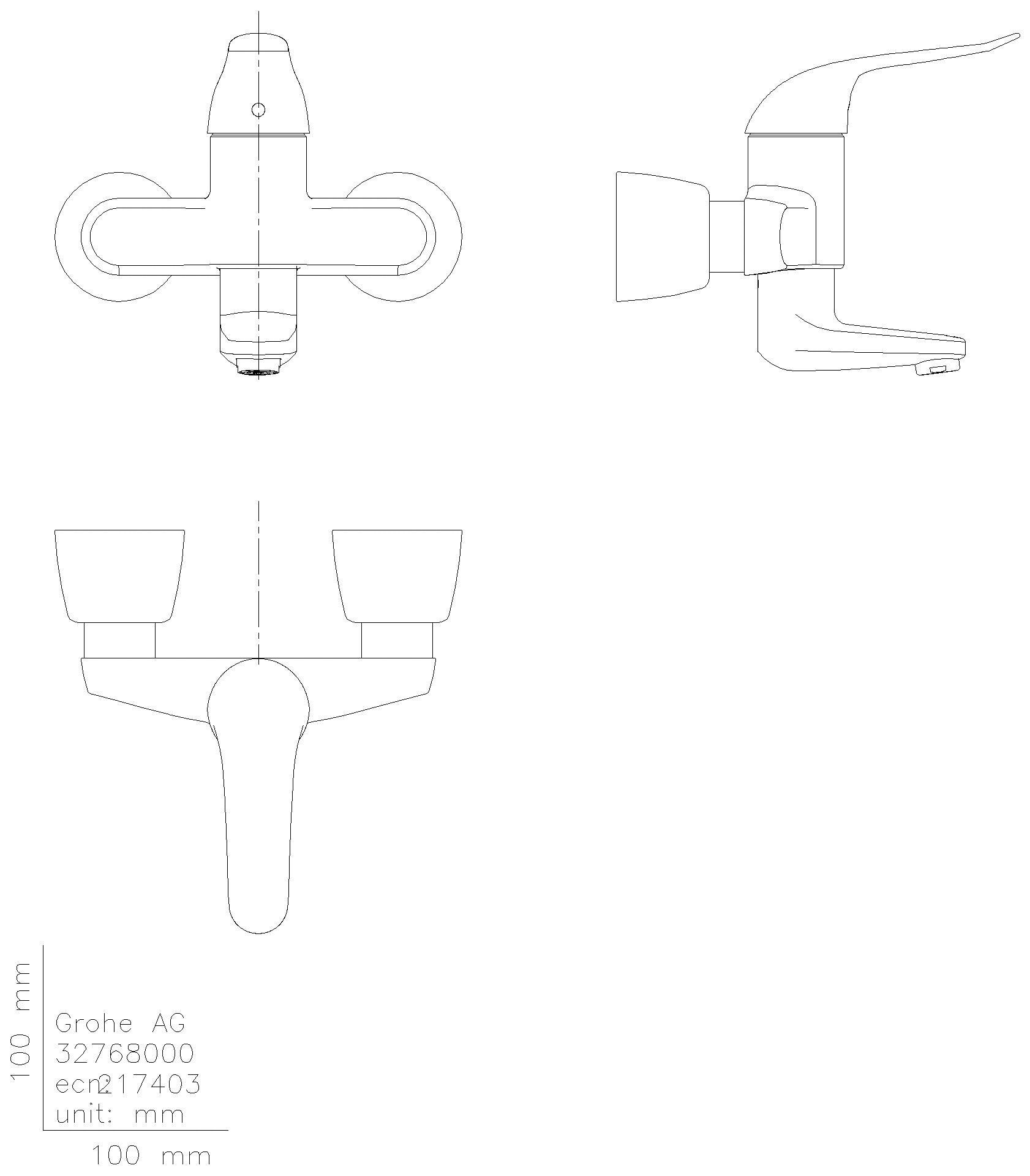 GROHE EH-WT-Batterie Euroeco Special 32768 Ausladung 174mm absperrb.S-Anschl. chrom