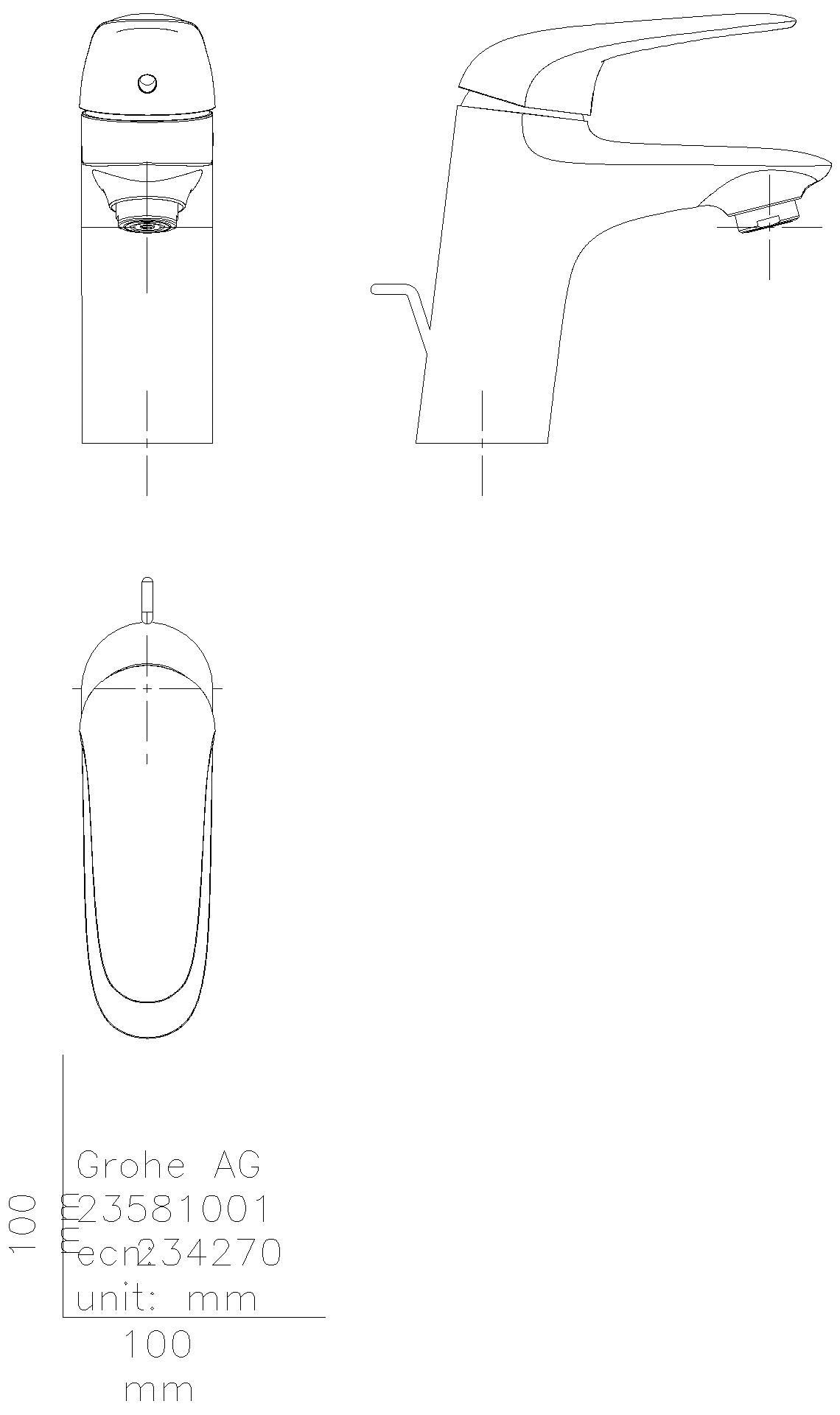 GROHE EH-WT-Batterie Eurostyle 23709_3 S-Size MST kalt Hebel geschlossen chrom