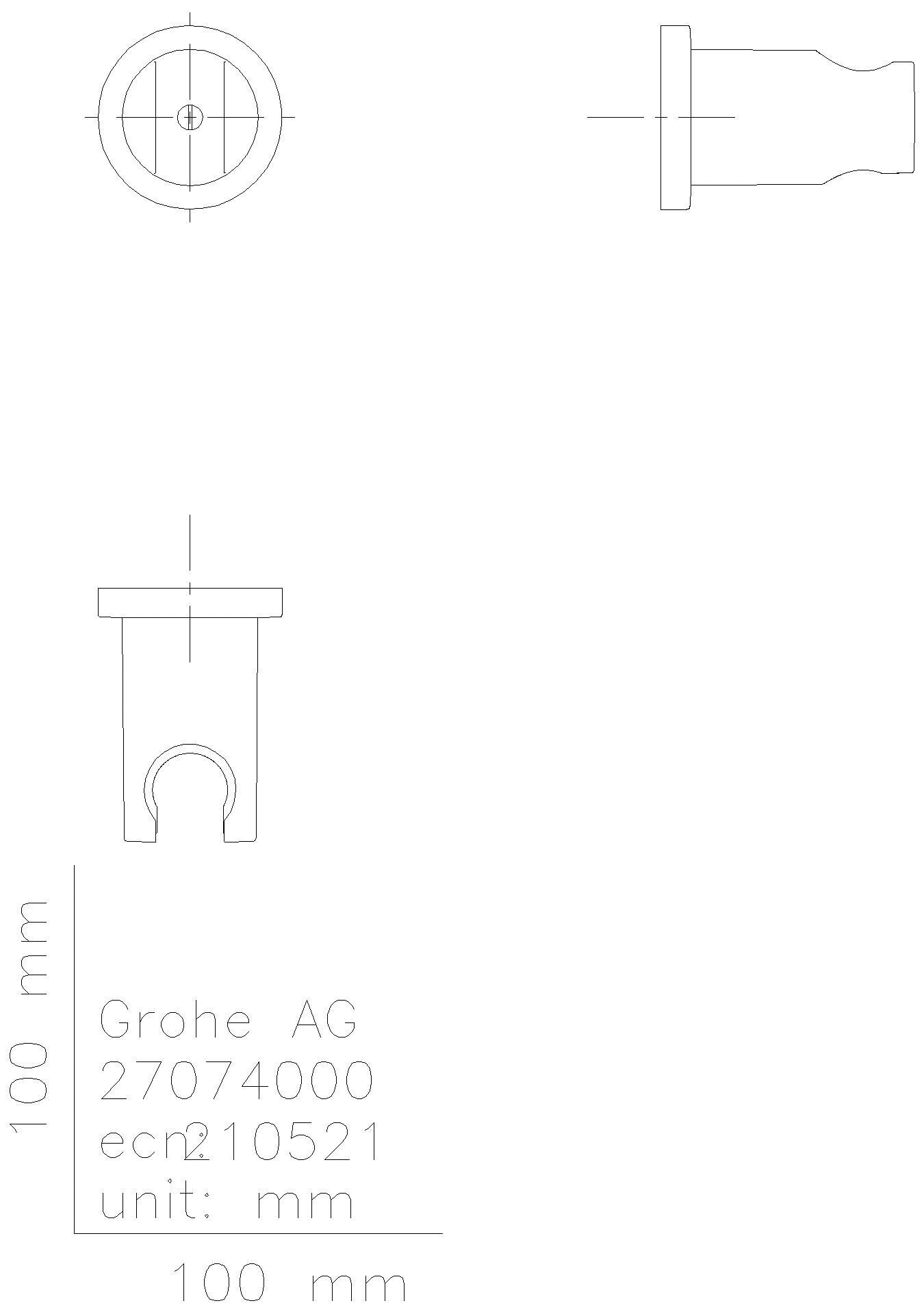 GROHE Wandbrausehalter Rainshower 27074 nicht verstellb. Rosette rund supersteel