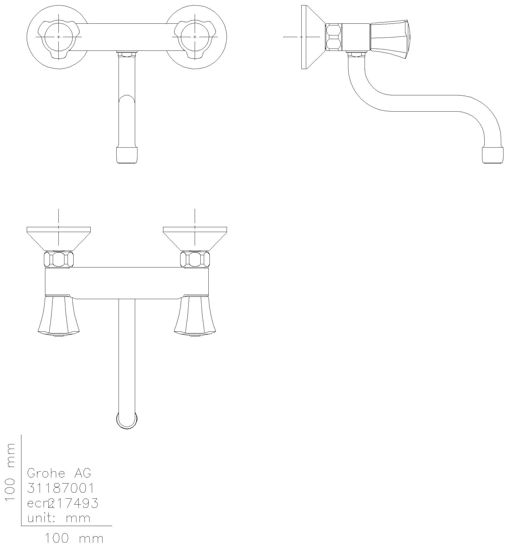 GROHE 2-Griff-Spültischbatterie Costa 31187_1 DN15 Wandmontage chrom