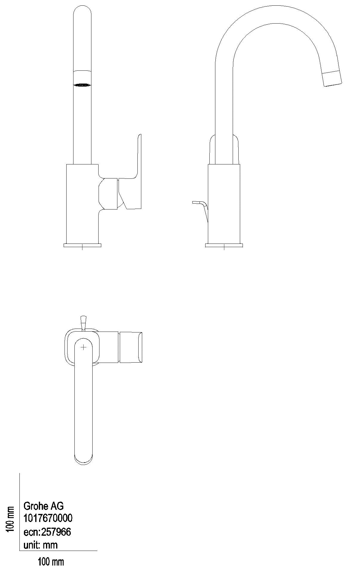 GROHE EH-WT-Batterie Cubeo 101767 L-Size Schwenkauslauf Zst.-Abl.grt. chrom
