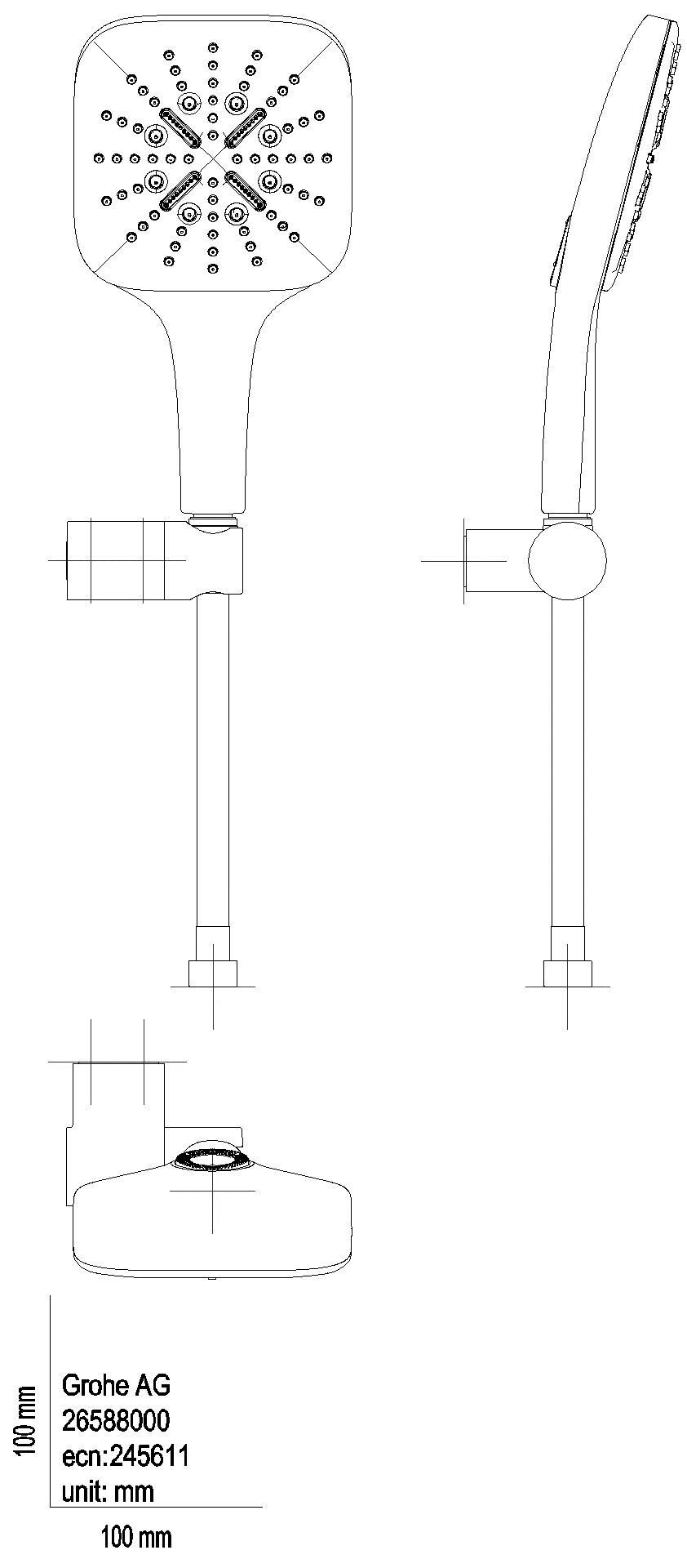 GROHE Wandhalterset RSH 130 SmartActive Cube 26588 8,5l verstb. moon white/chrom