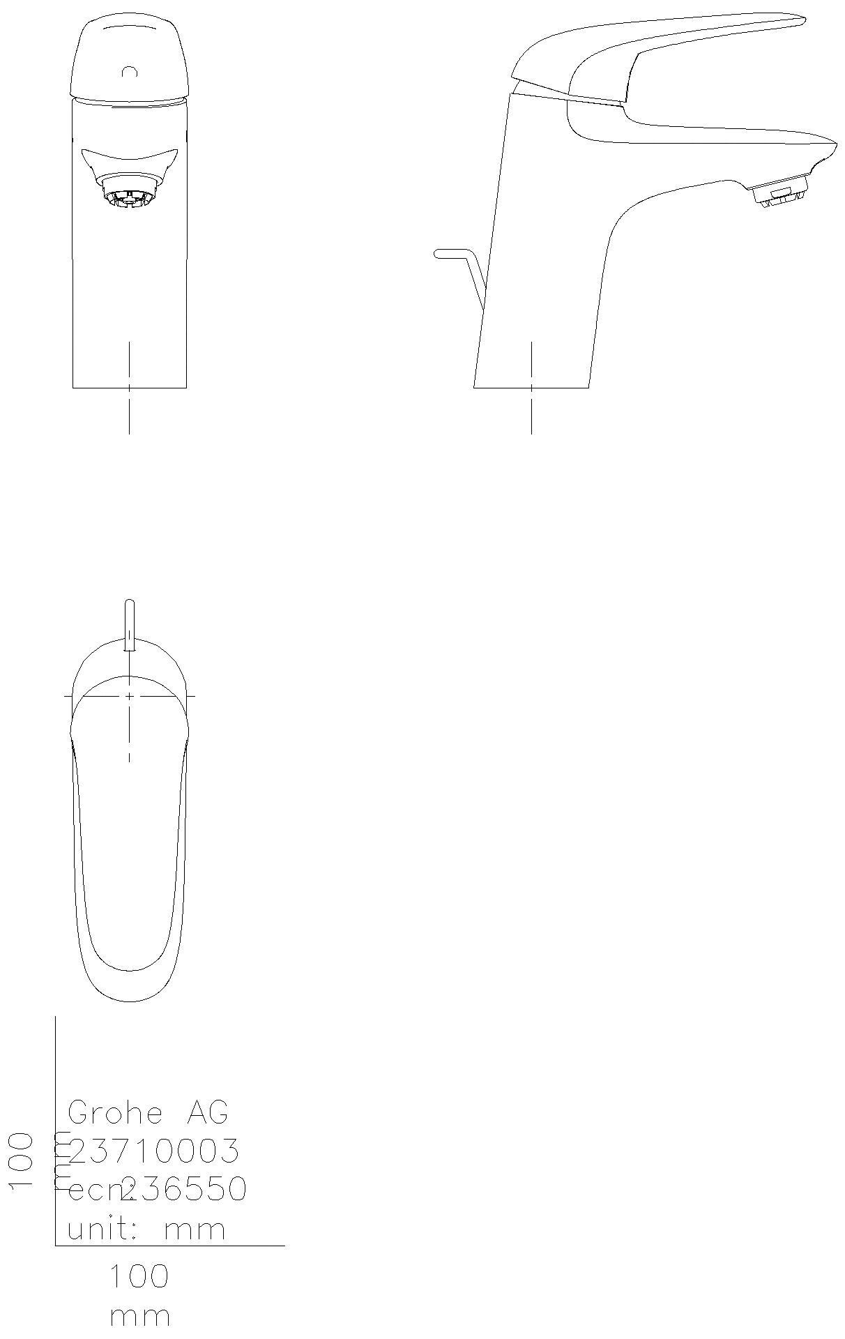 GROHE EH-WT-Batterie Eurostyle 23710_3 S-Size ND Hebel geschlossen chrom