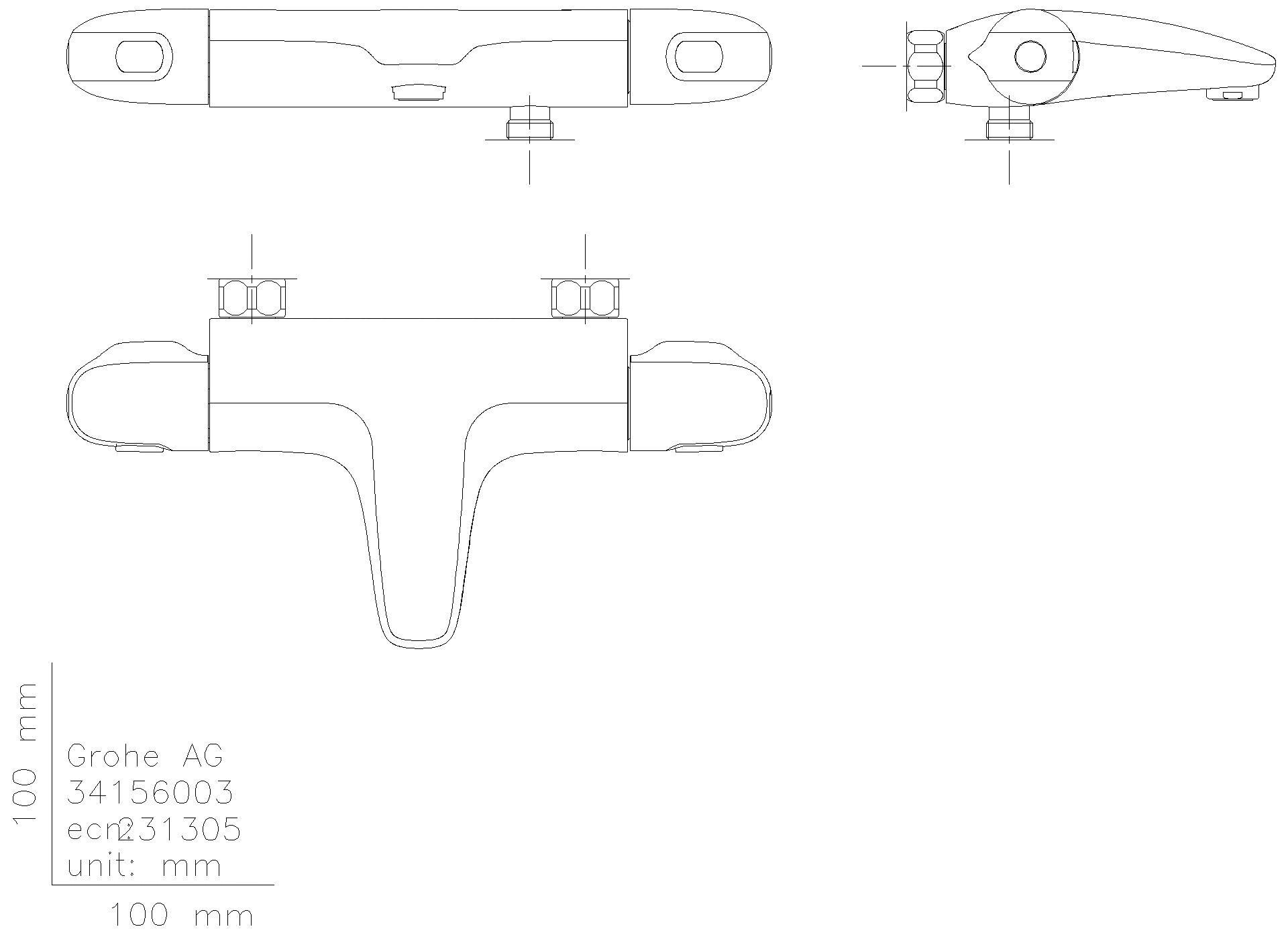 GROHE - GROHE THM-Wannenbatterie Grohtherm 1000 34823_3 Wandmont. ohne Anschlüsse chrom