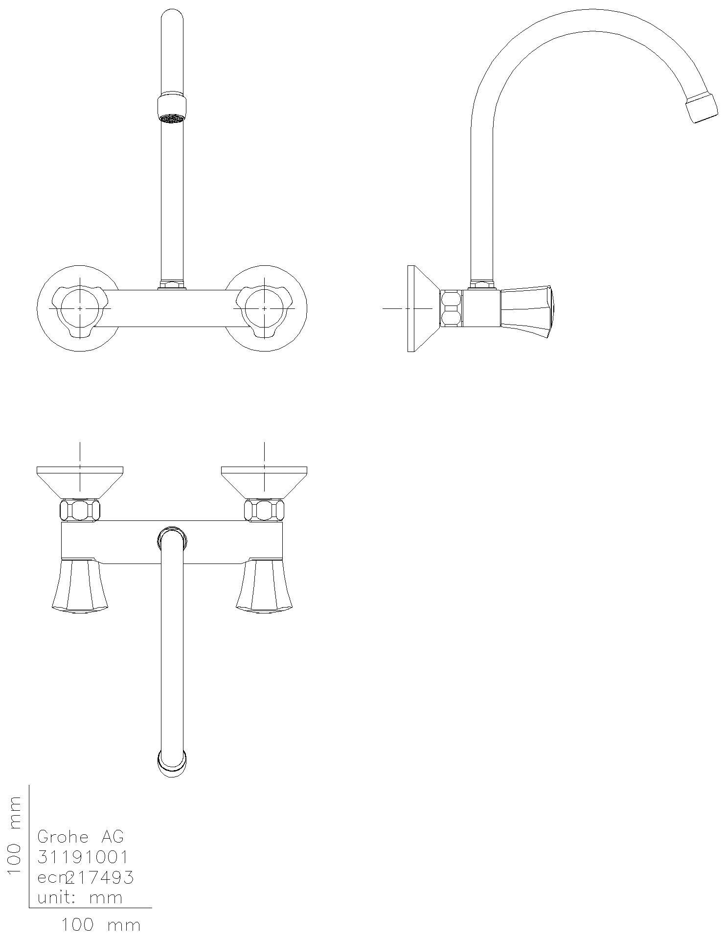 GROHE Spültisch-Wandbatterie Costa 31191_1 Bogenauslauf chrom