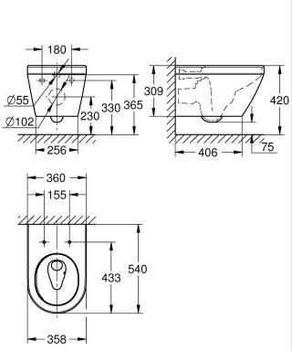 GROHE EuroKeramik Wand-Tiefspül-WC GROHE - GROHE EuroKeramik Wand-Tiefspül-WC