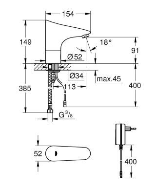 GROHE Europlus E IR-WT-Elektronik ohne Mischung GROHE - GROHE Europlus E IR-WT-Elektronik ohne Mischung