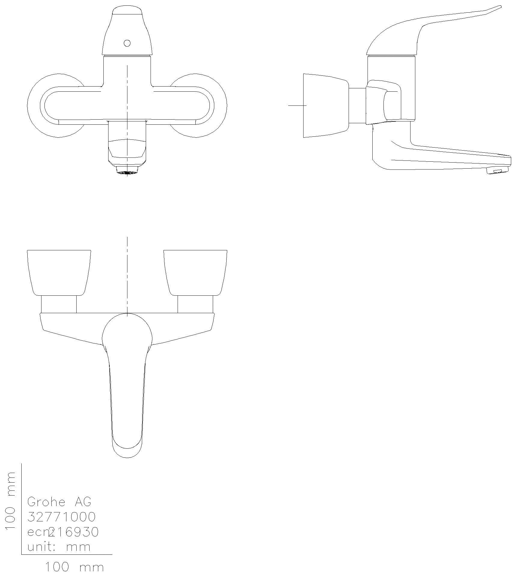 GROHE EH-WT-Batterie Euroeco Special 32771 Wandmontage absperrb. S-Anschlüsse chrom