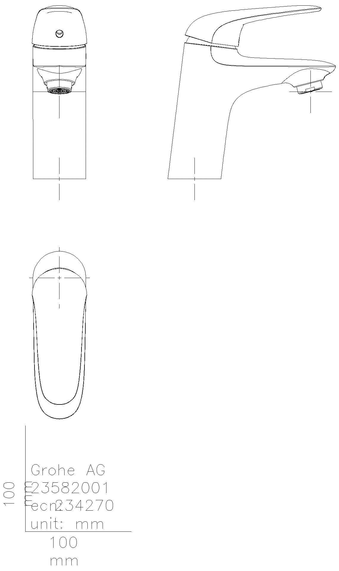 GROHE EH-WT-Batterie Eurostyle 23715_3 S-Size gl. Körper Hebel geschl. chrom