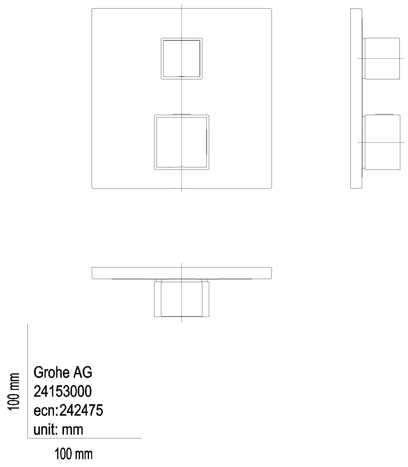 GROHE THM-Brausebatterie Grohtherm Cube 24153 FMS für 35604 hard graphite geb.