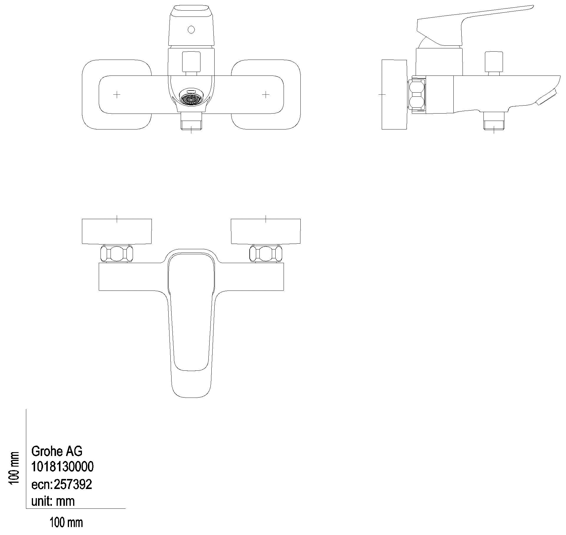 GROHE EH-Wannenbatterie Cubeo 101813 Wandmontage matt black