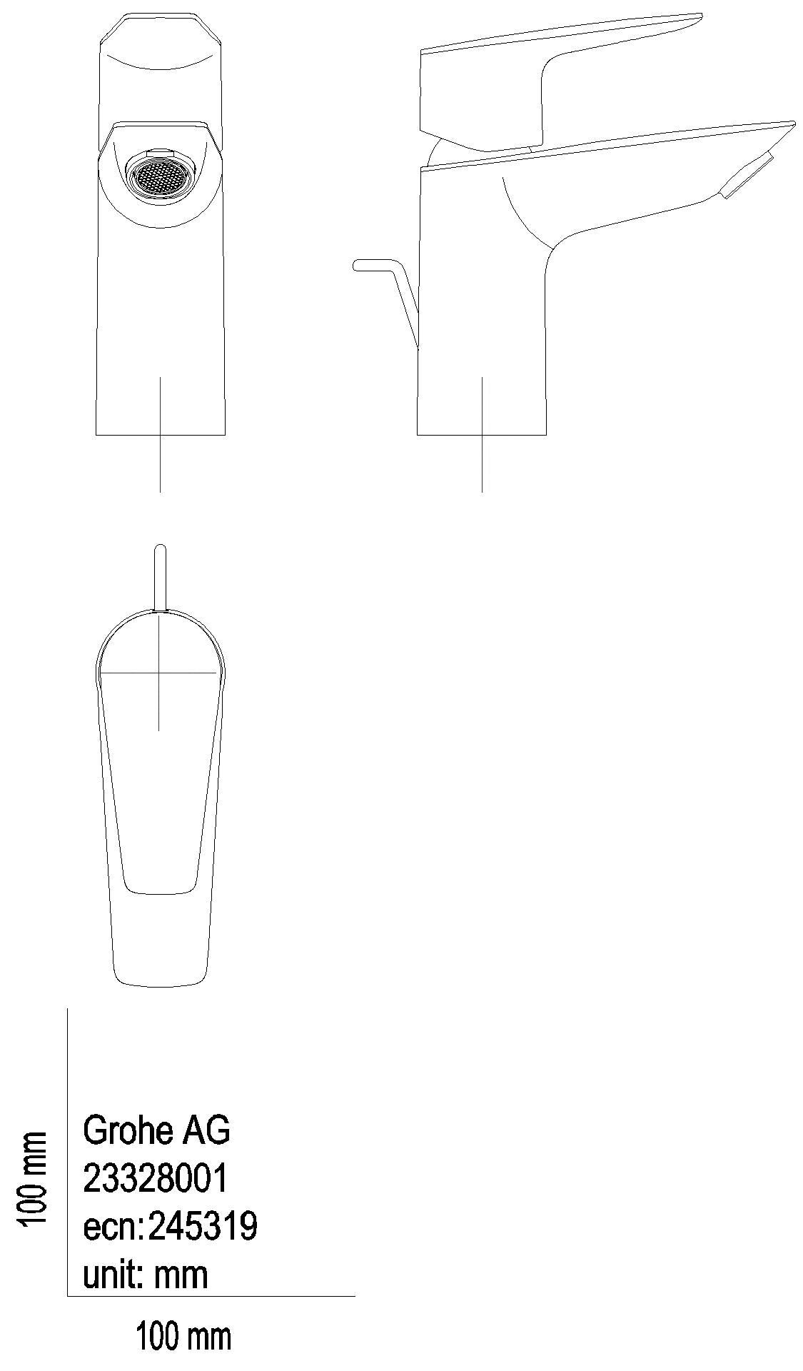 GROHE EH-WT-Batterie BauEdge 24193_1 S-Size Mittelstellung kalt C2C chrom