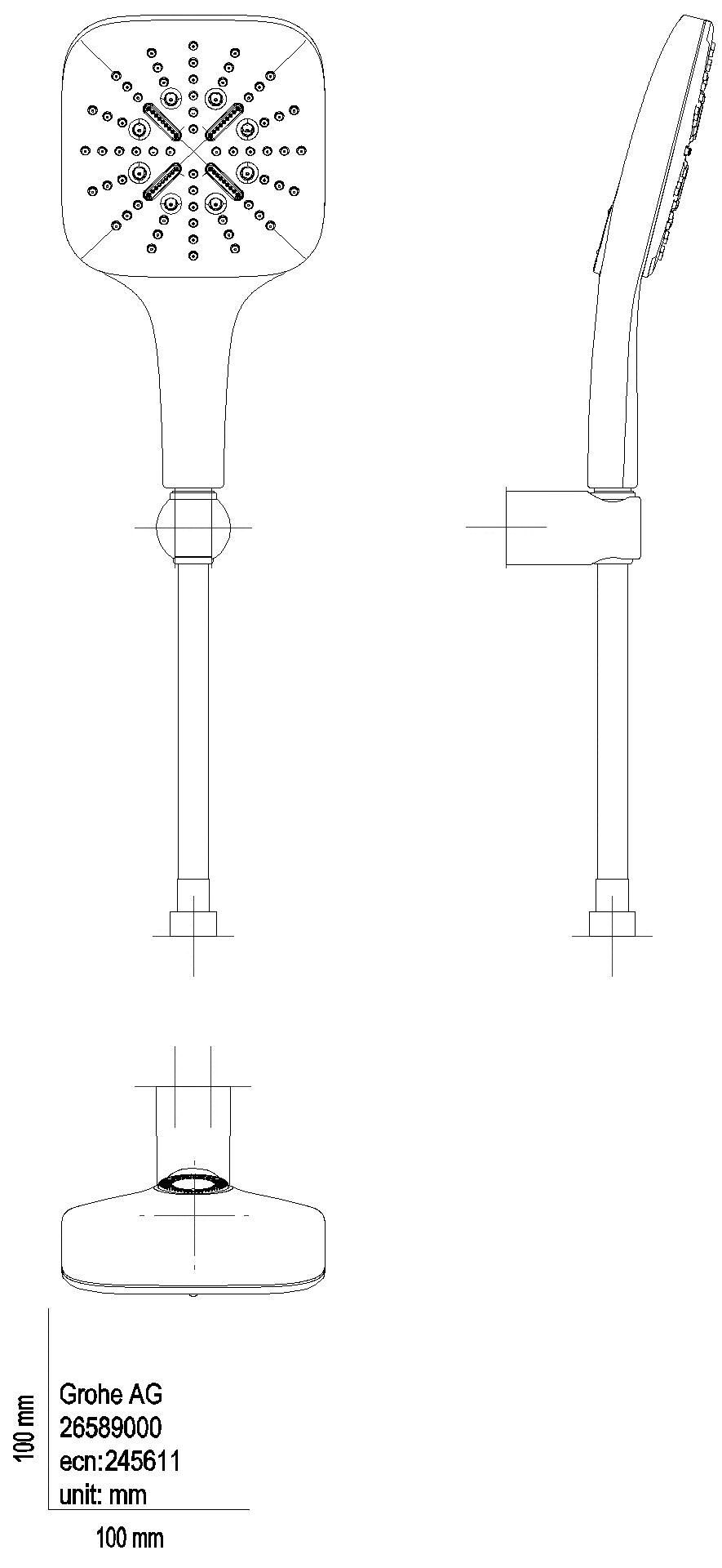 GROHE Wandhalterset RSH 130 SmartActive Cube 26589 8,5l/min moon white/chrom