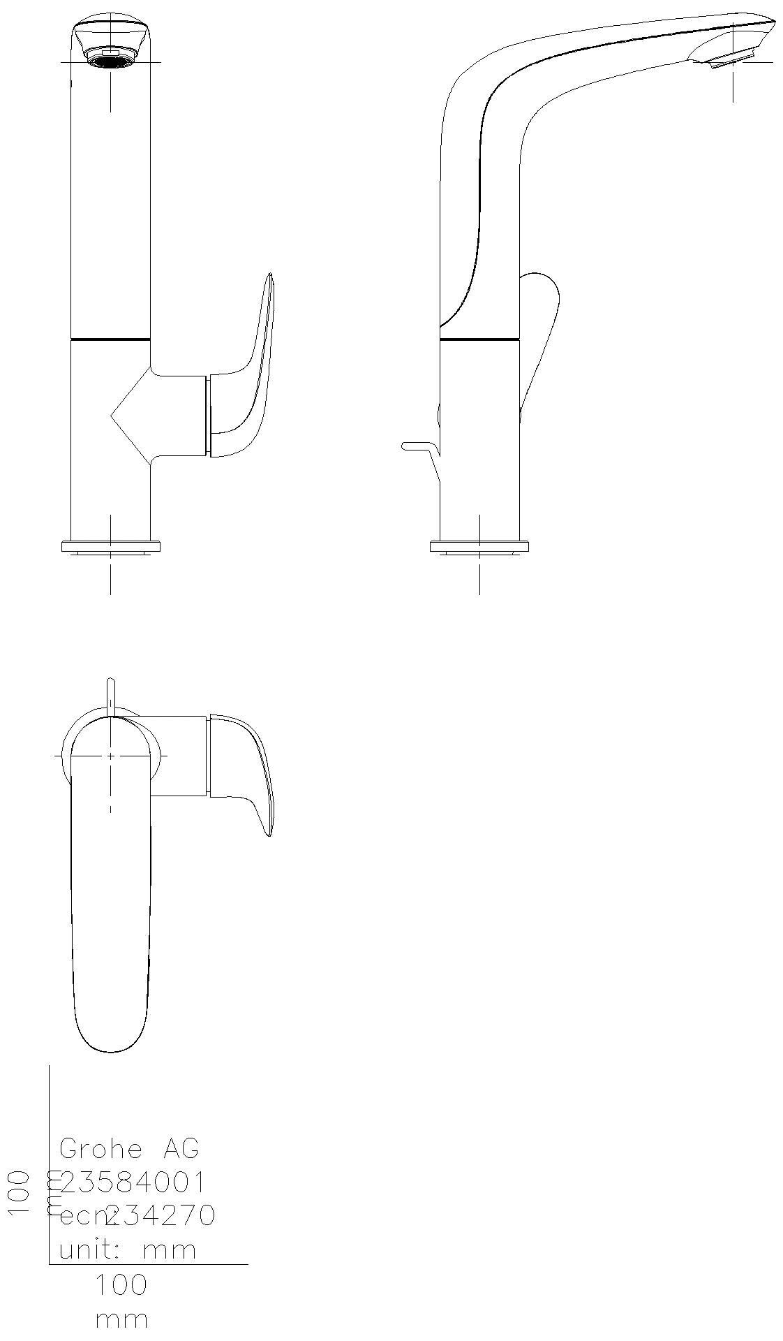 GROHE EH-WT-Batterie Eurostyle 23718_3 L-Size Hebel geschlossen chrom