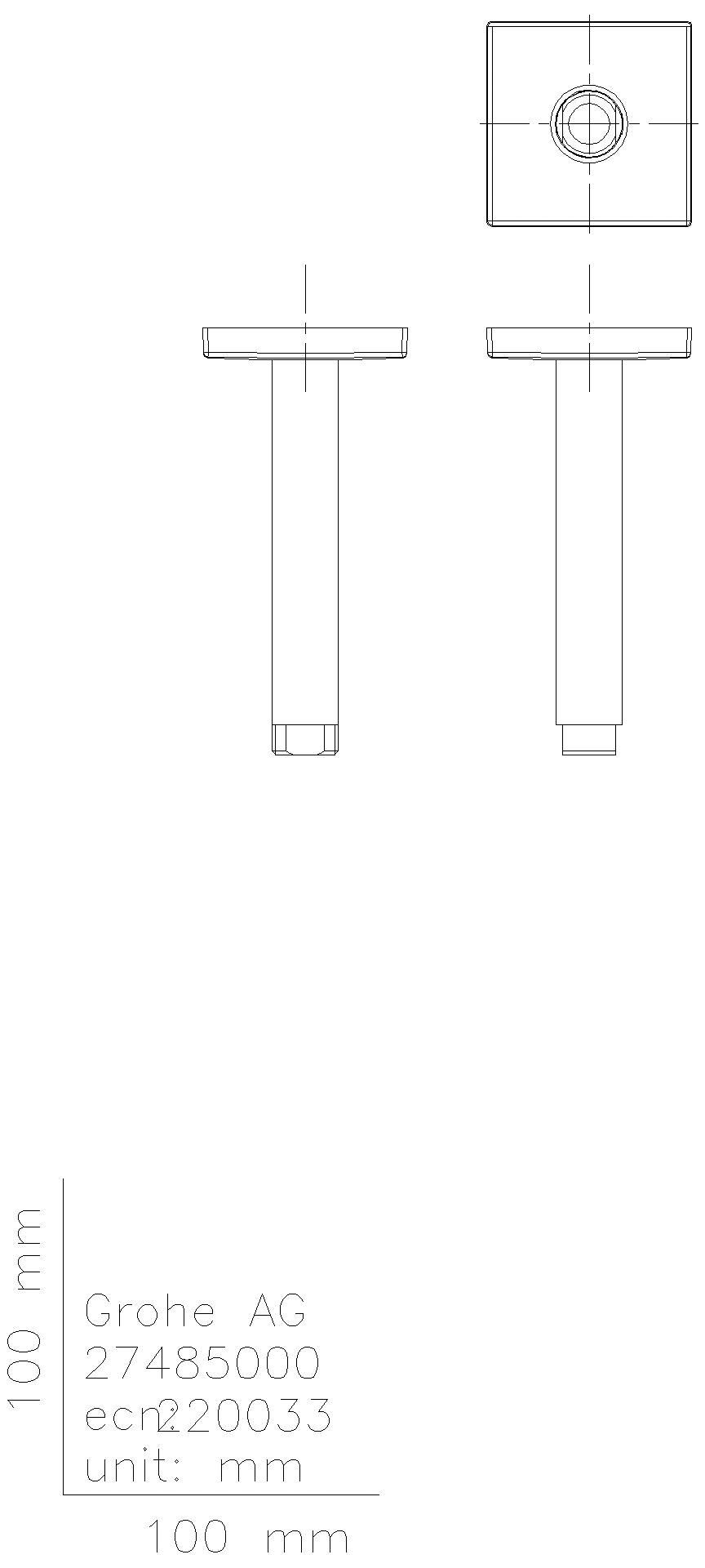 GROHE Deckenauslass Rainshower 27485 eckige Rosette Länge 142mm chrom