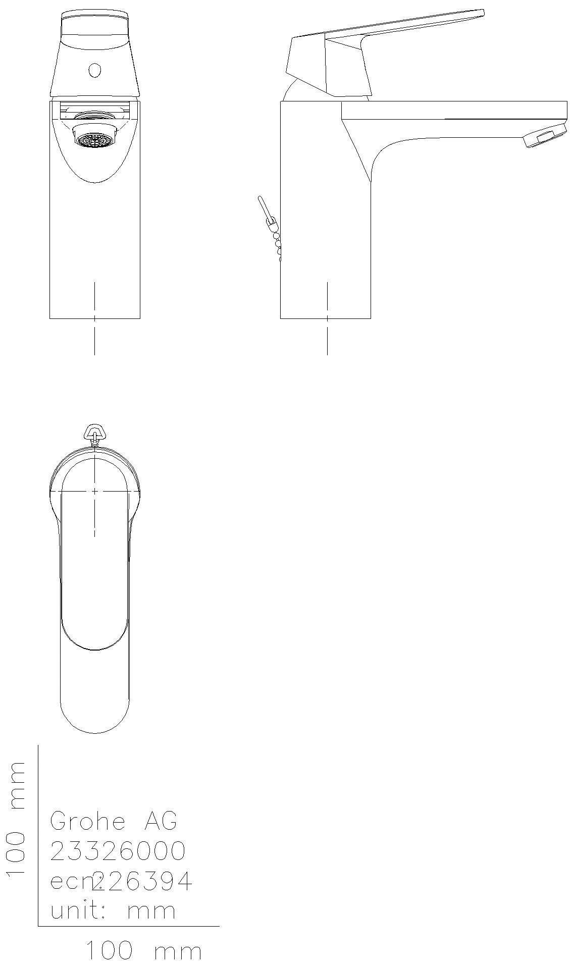 GROHE - GROHE EH-WT-Batterie Eurosmart C 23326 mittelhoch versenkb. Kette chrom