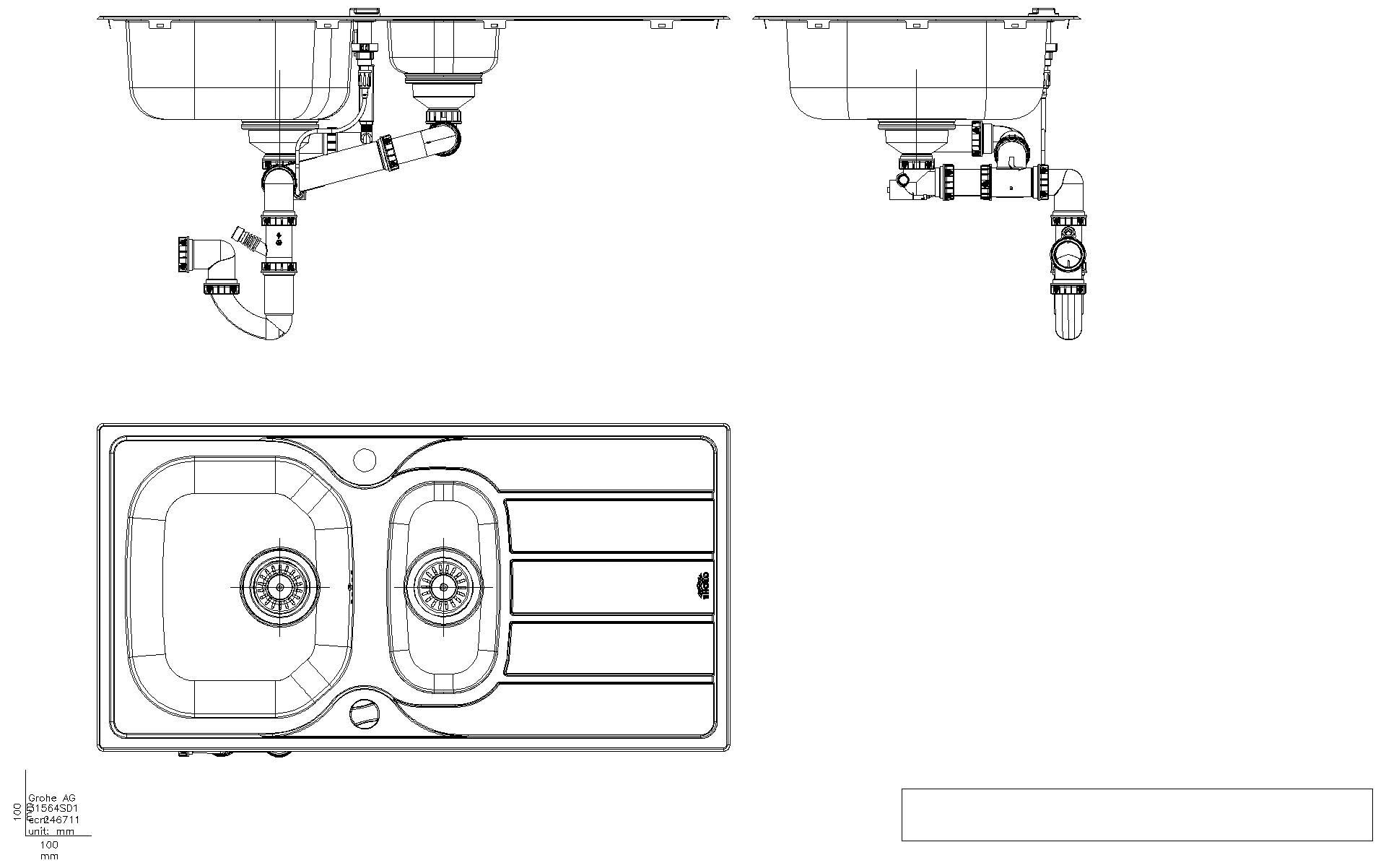 GROHE - GROHE Edelstahlspüle K200 31564_1 mit 1,5 Becken Abtropffläche 965x500mm