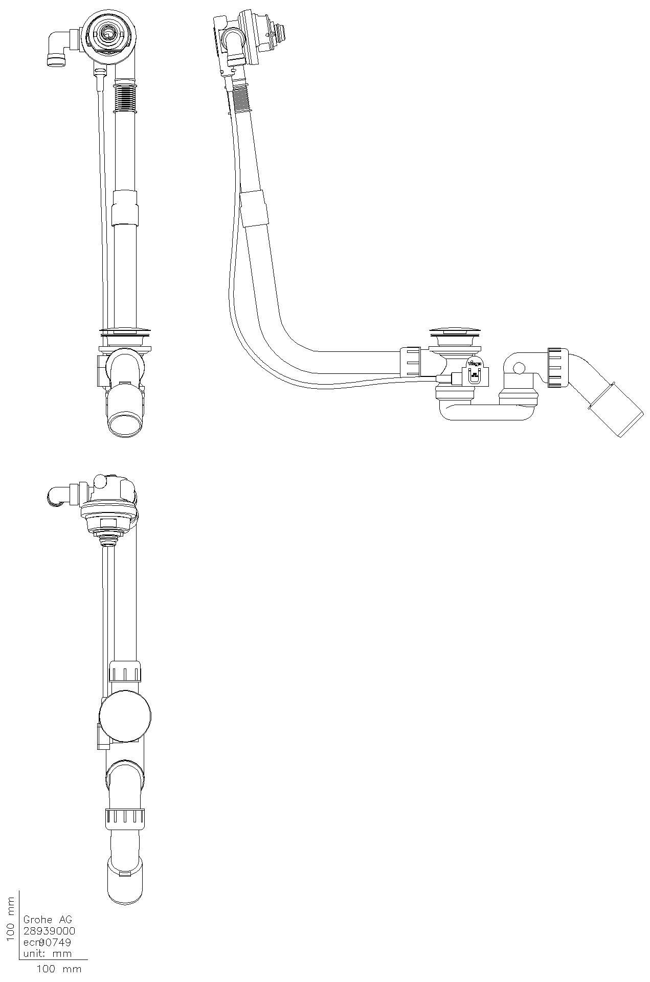 GROHE - GROHE Wannenab- und Überlaufgarnitur Talento 28939 Unterbau für Normalwannen