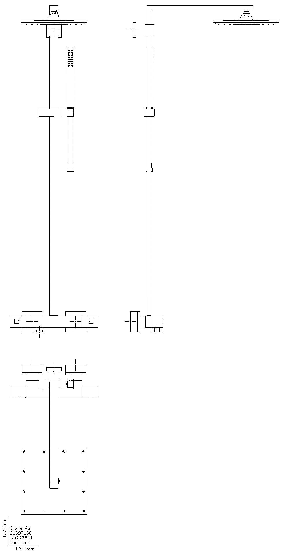 GROHE Duschsystem Euphoria Cube 230 26087 mit Thermostat Wandmontage chrom