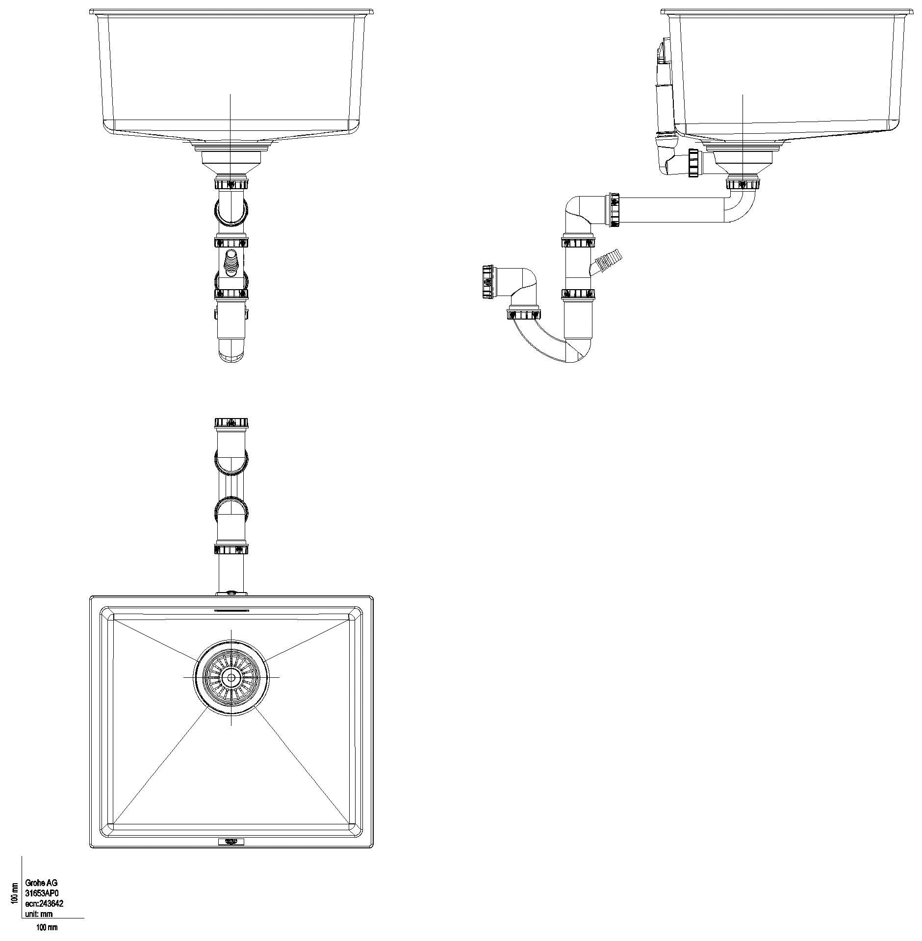 GROHE - GROHE Kompositspüle K700 Unterbau 31653 1 Becken 457x406mm granit schwarz
