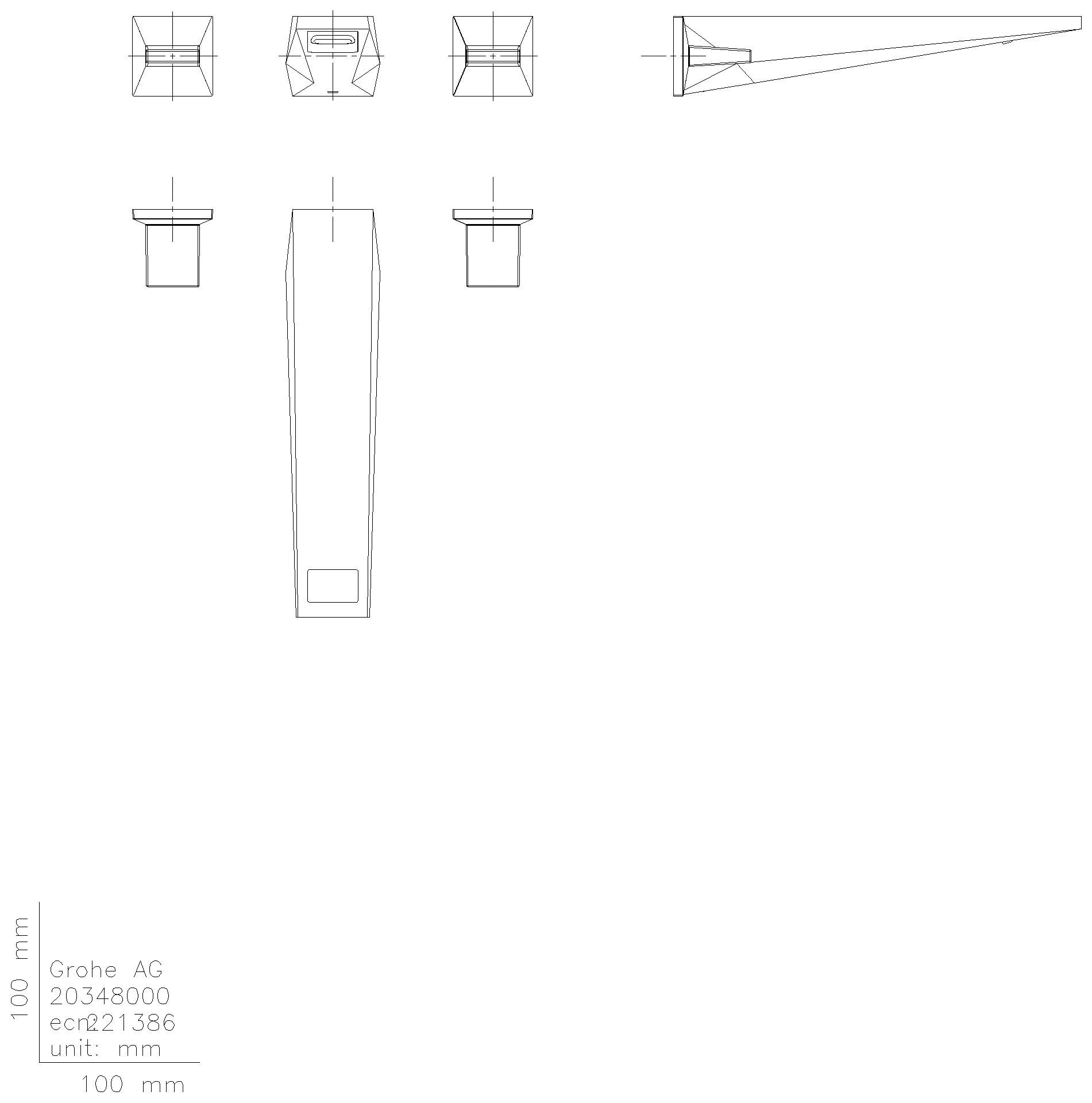 GROHE 3-L-WT-Wandbatt. Allure Brilliant 20629 FMS Ausladung 210mm chrom