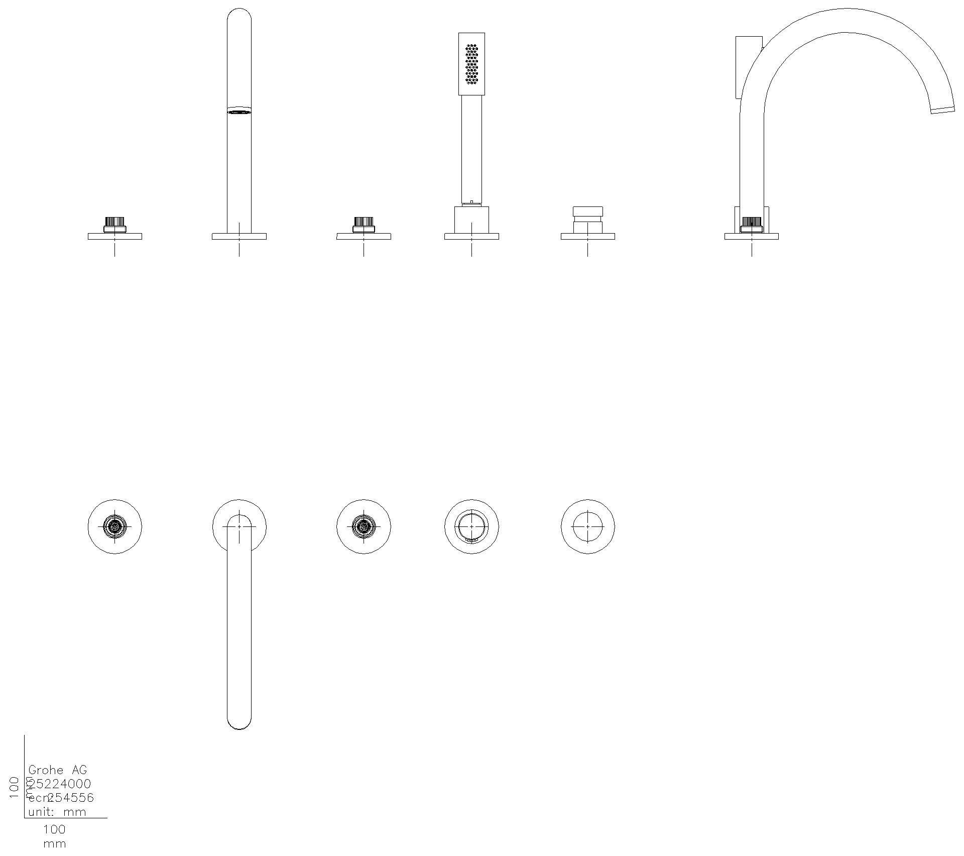 GROHE 5-L-Wannenkombin. Atrio Private C. 25224 für Hebelgriffe chrom