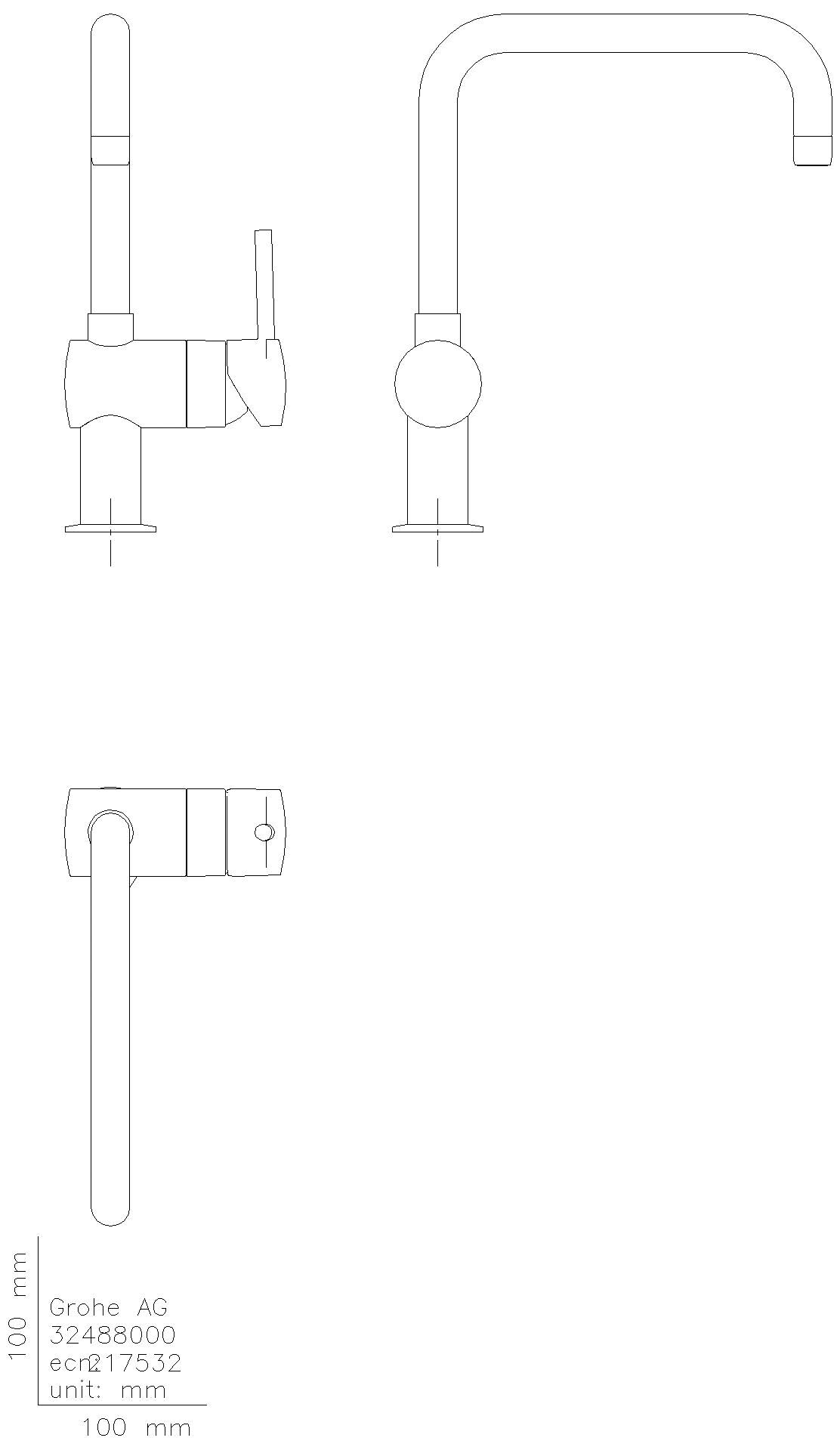 GROHE EH-Spültischbatterie Minta 32488 U-Auslauf hard graphite gebürstet