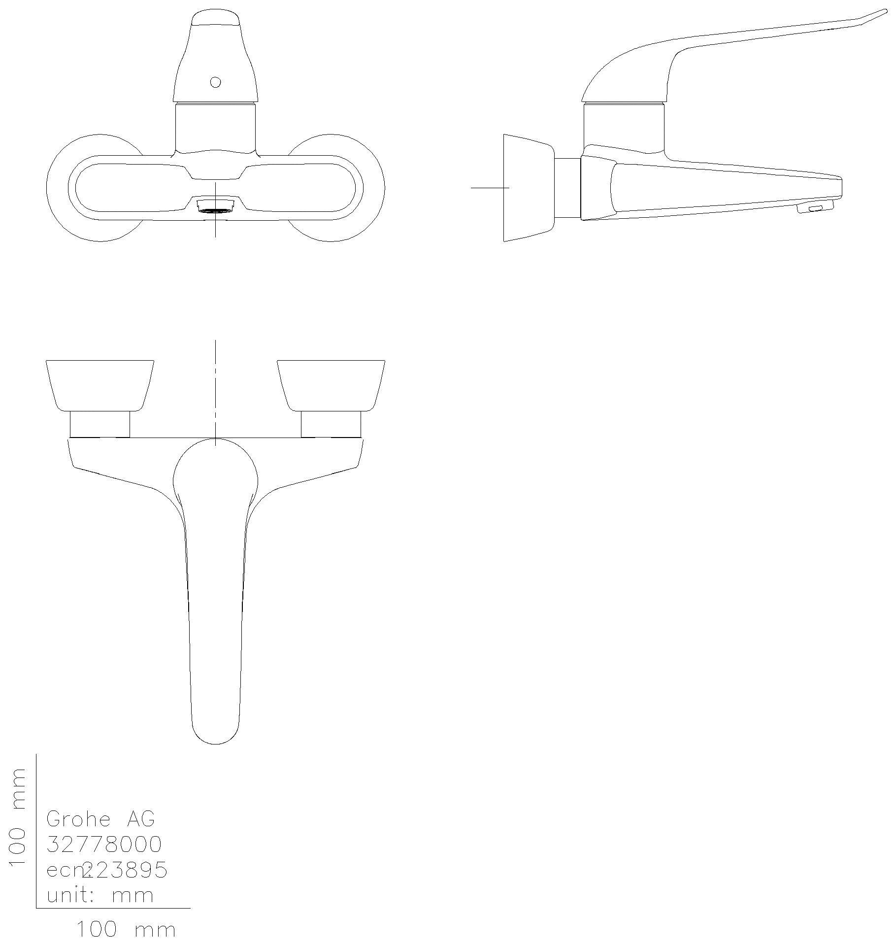 GROHE EH-WT-Batterie Euroeco Special 32778 Wandm. Gussauslauf Ausladung 205mm chrom