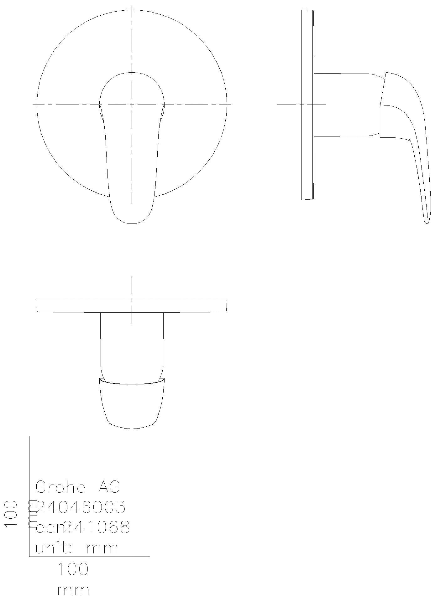 GROHE EH-Brausebatterie Eurostyle 24046_3 FMS für 35604 Hebel geschlossen chrom