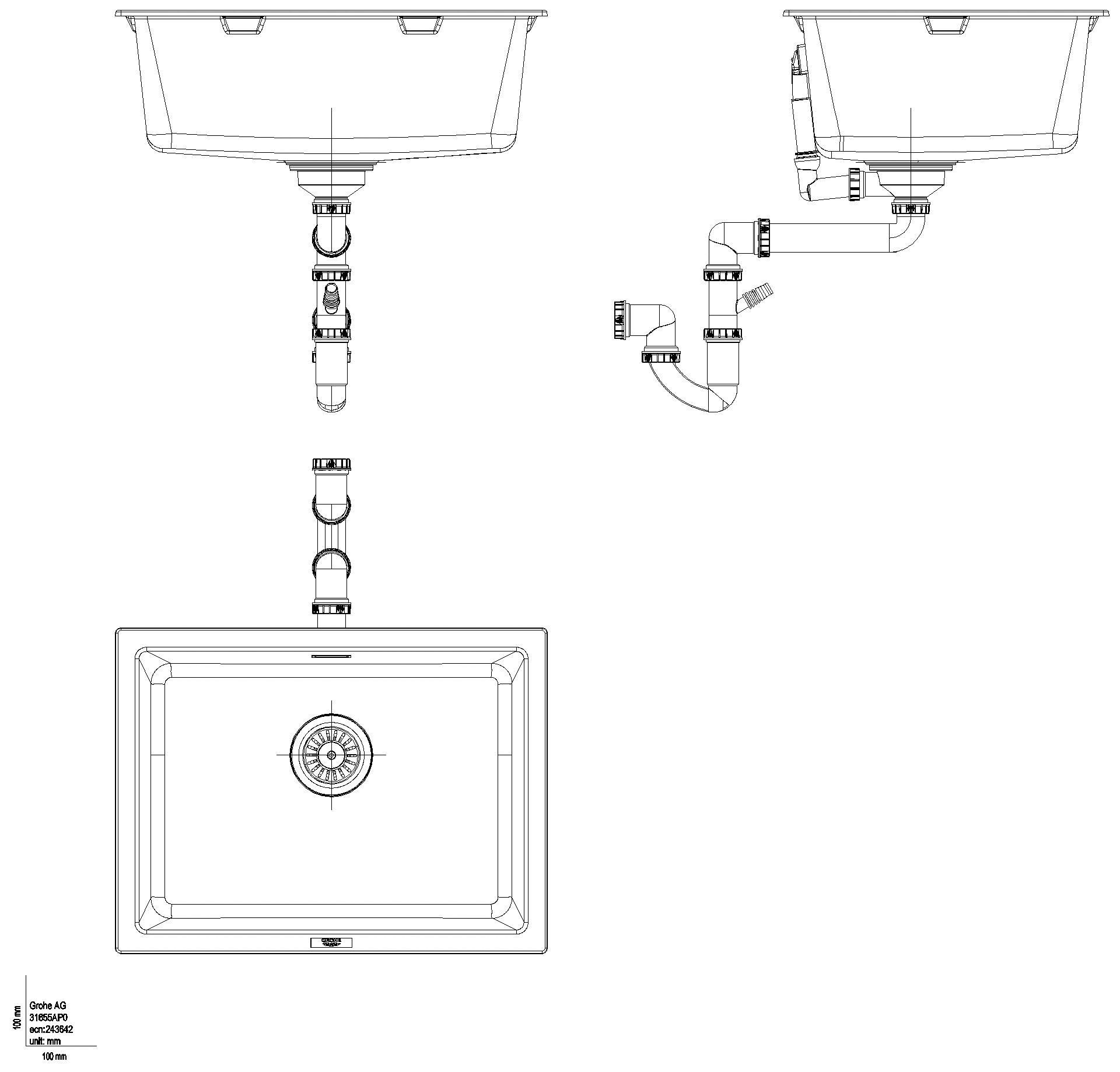 GROHE - GROHE Kompositspüle K700 Unterbau 31655 1 Becken 610x460mm granit schwarz
