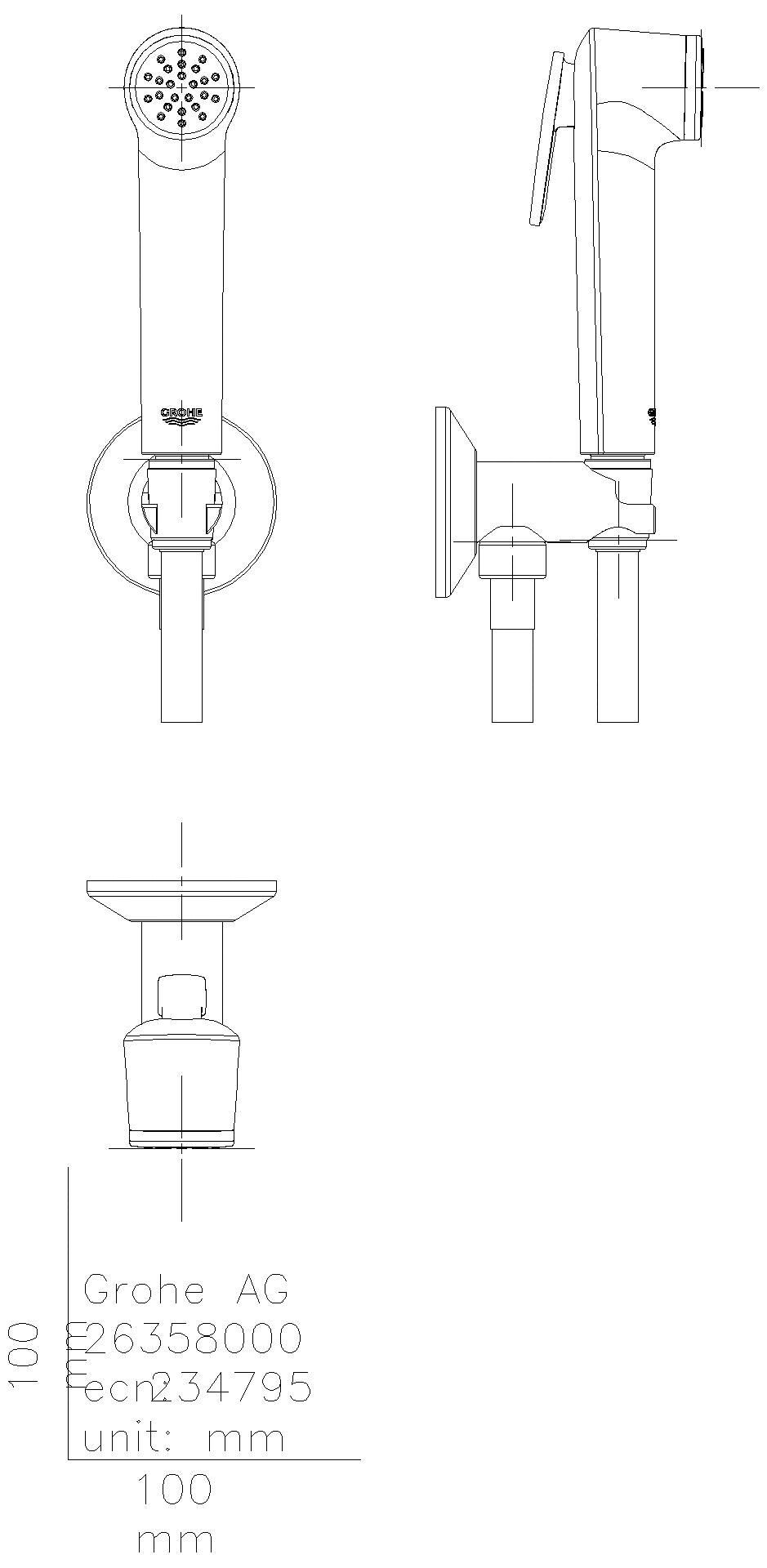 GROHE W.halterset Temp.-F Trigger Spray 30 26358 7l ss. ASV Schlauch 1,00m chrom