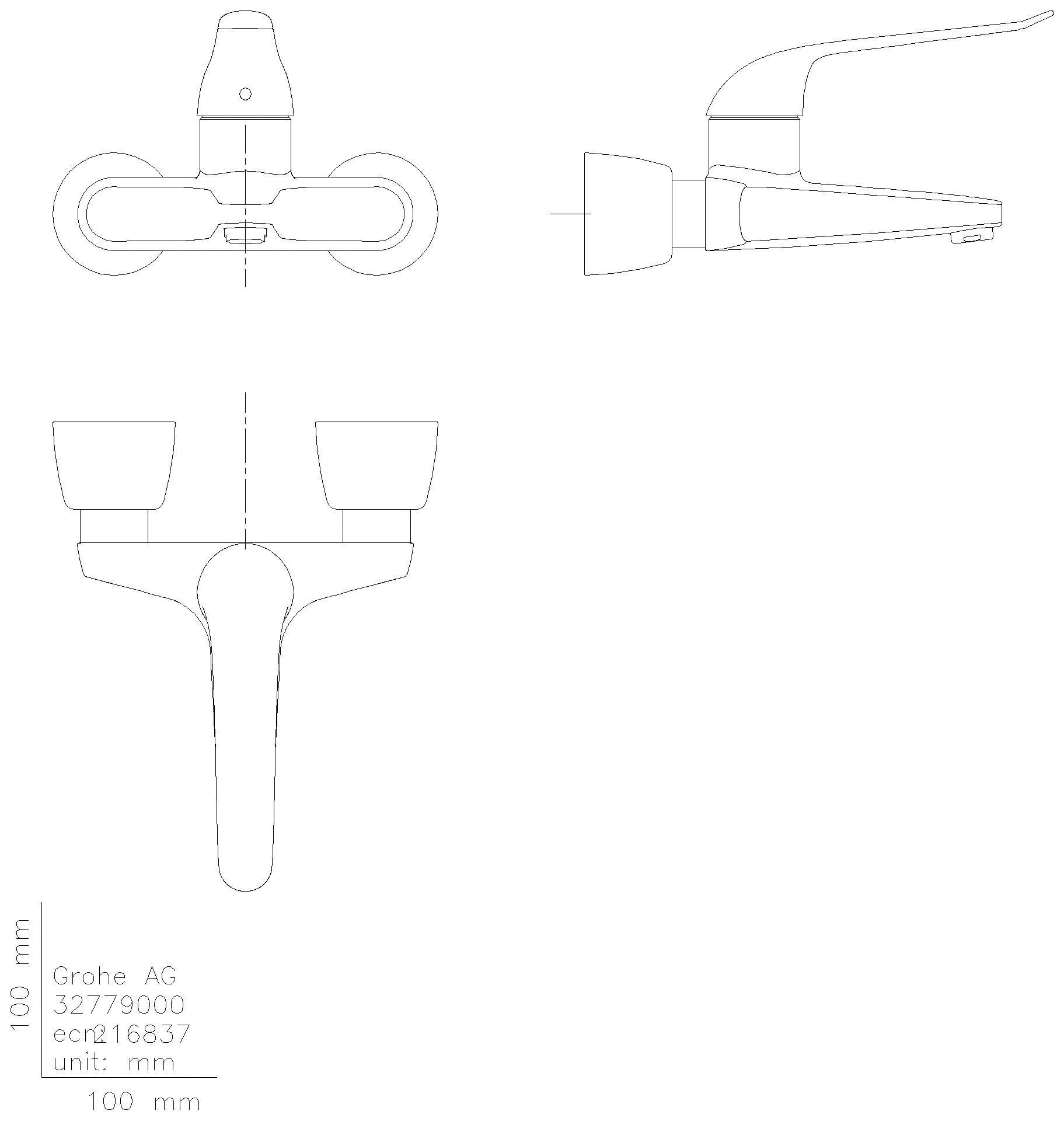 GROHE EH-WT-Batterie Euroeco Special 32779 Wandm. Gussauslauf Ausladung 221mm chrom
