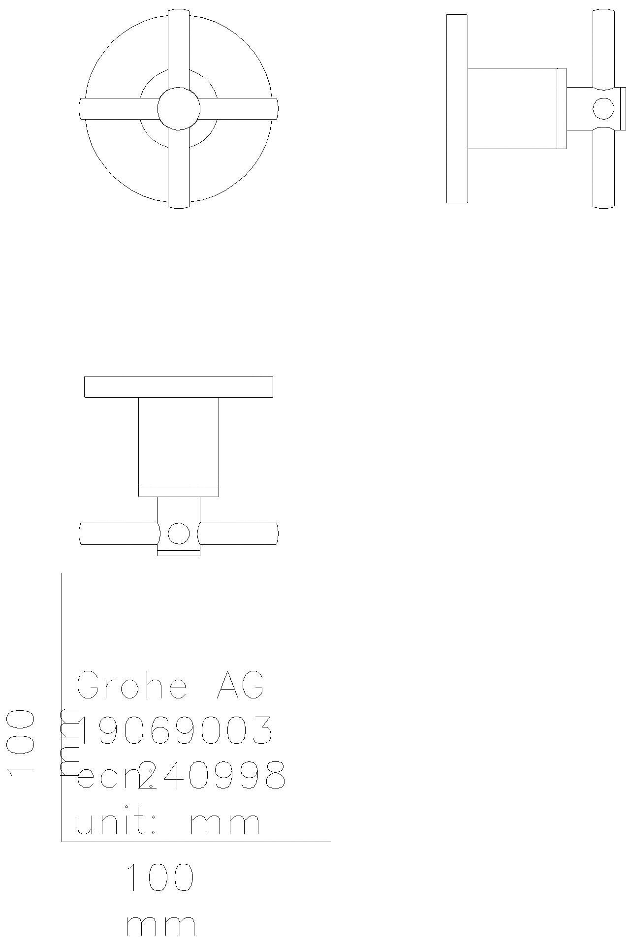 GROHE UP-Ventil-Oberbau Atrio 29396 Kreuz-Griff warm sunset