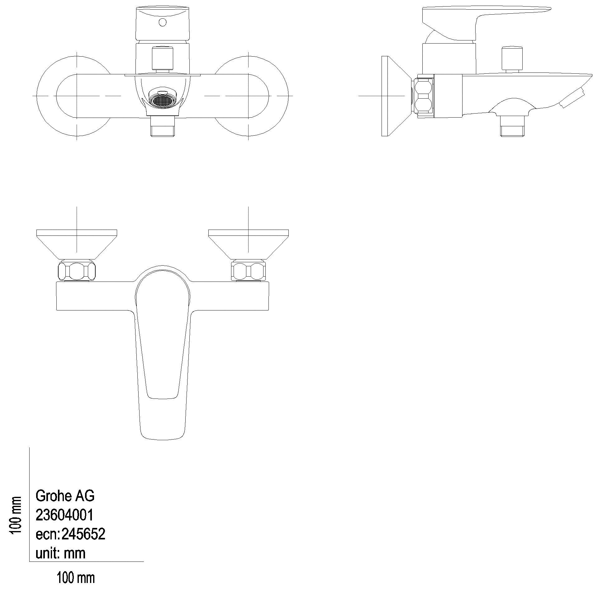 GROHE EH-Wannenbatterie BauEdge 23604_1 Wandmontage eigensicher chrom