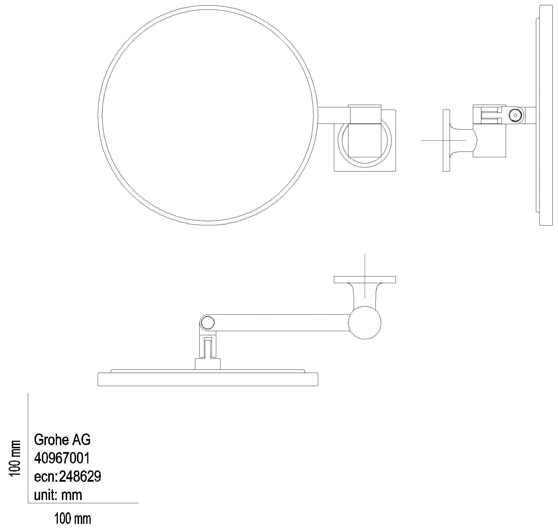 GROHE Kosmetikspiegel Allure 40967_1 Wandmontage hard graphite gebürstet