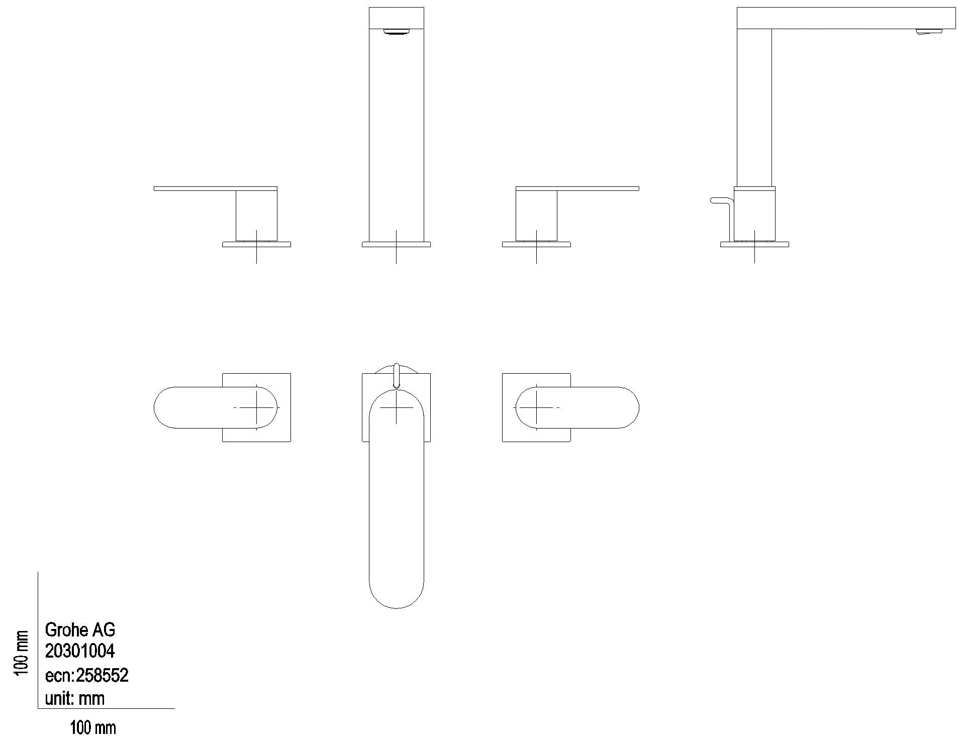 GROHE 3-Loch-WT-Batterie Plus 20301_4 Zugstangen-Ablaufgrt. cool sunrise geb.