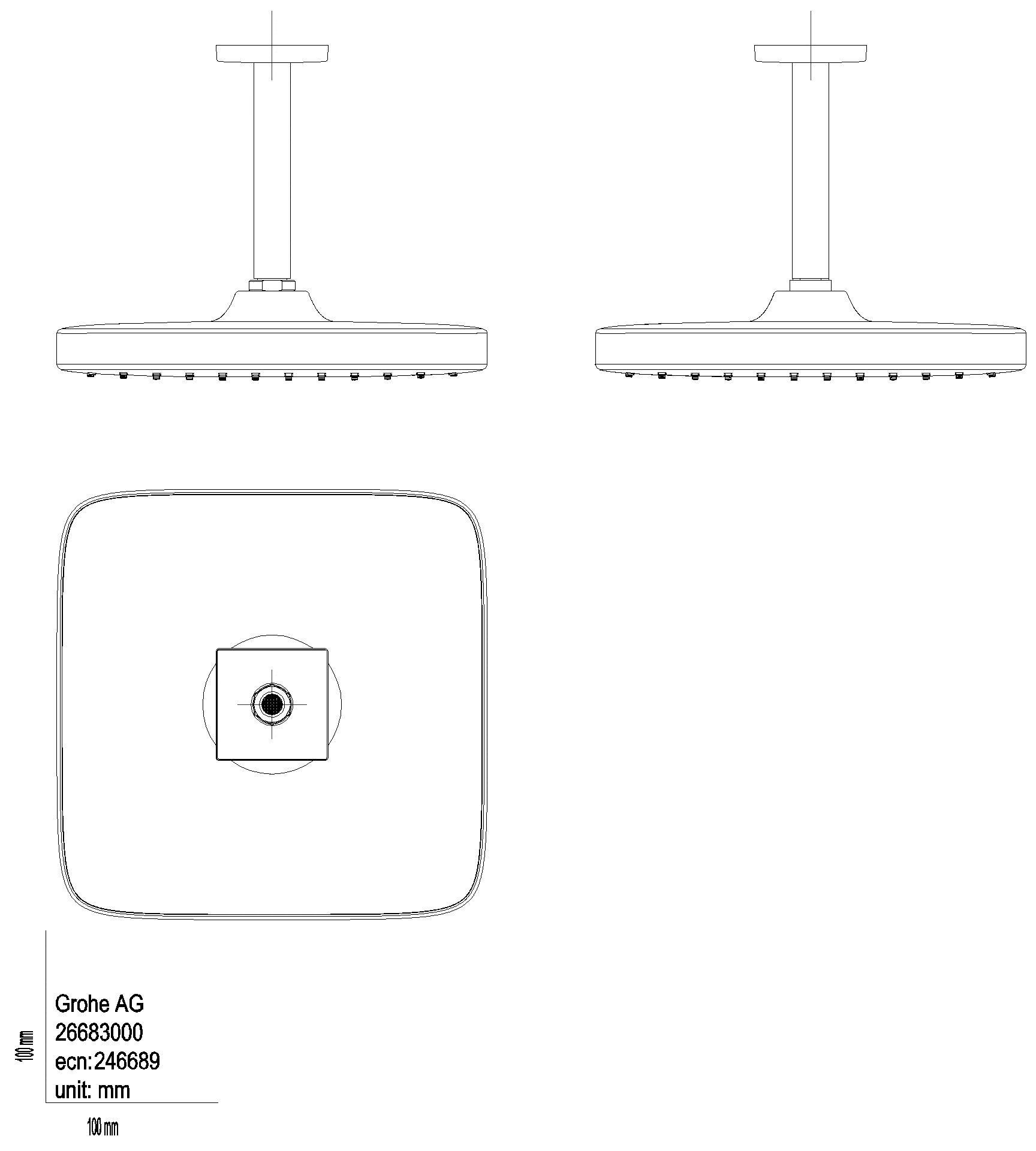 GROHE Kopfbrausenset Tempesta Cube 250 26688 DA 142mm 1 Strahl 9,5l chrom