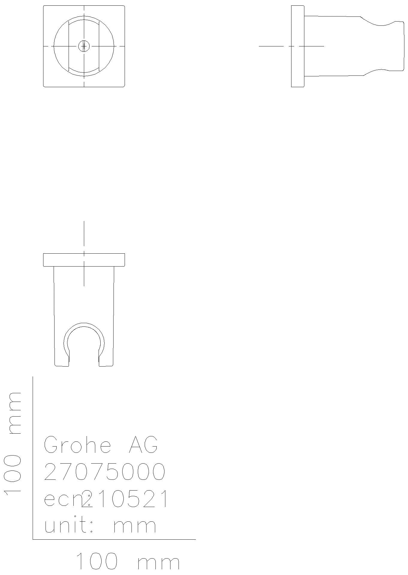 GROHE Wandbrausehalter Rainshower 27075 nicht verstellbar eckig cool sunrise